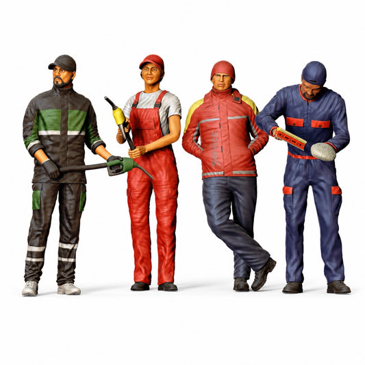 Diorama modelbouw productfoto 4: diorama figuren-set: tankstationservicepersoneel figuren-set (nr. S45)
