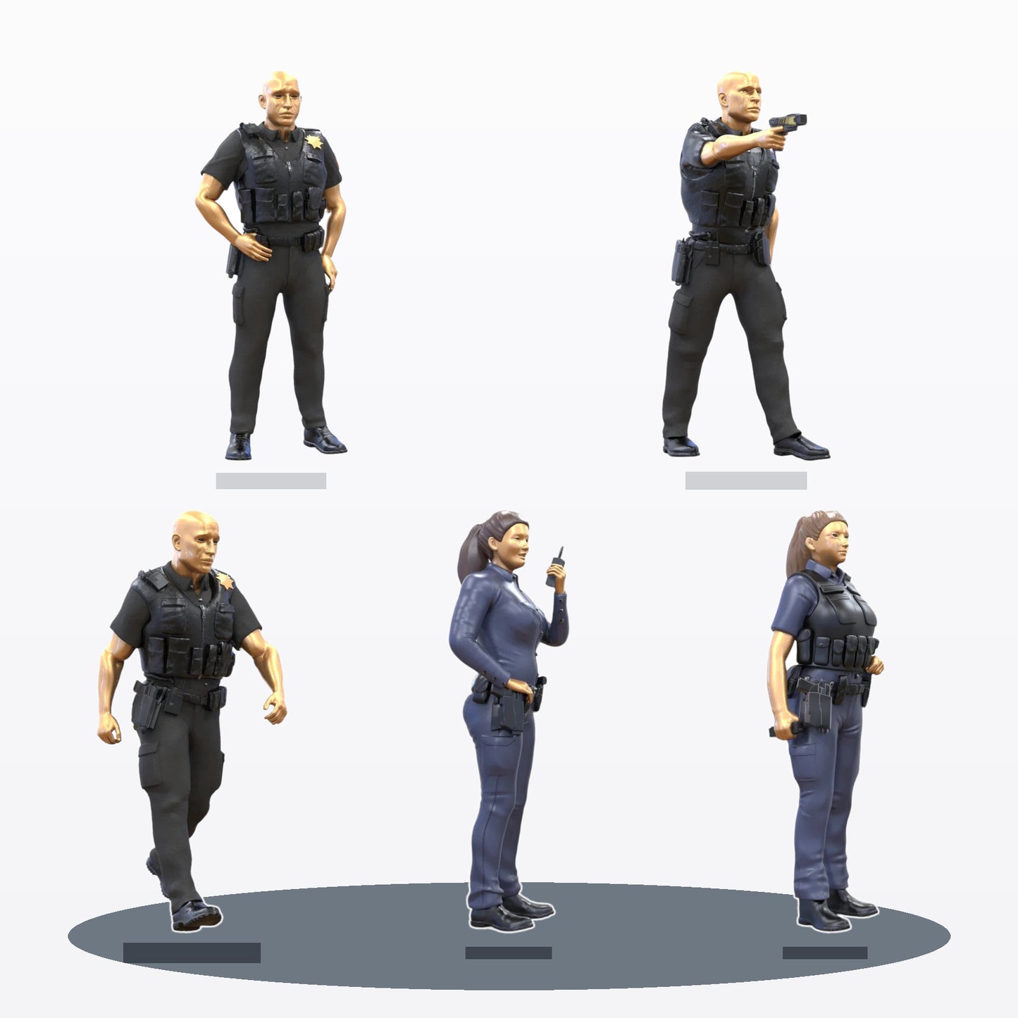 Diorama modelbouw productfoto 0: Diorama figuren-set: Klassiek politieteam (nr. S95)
