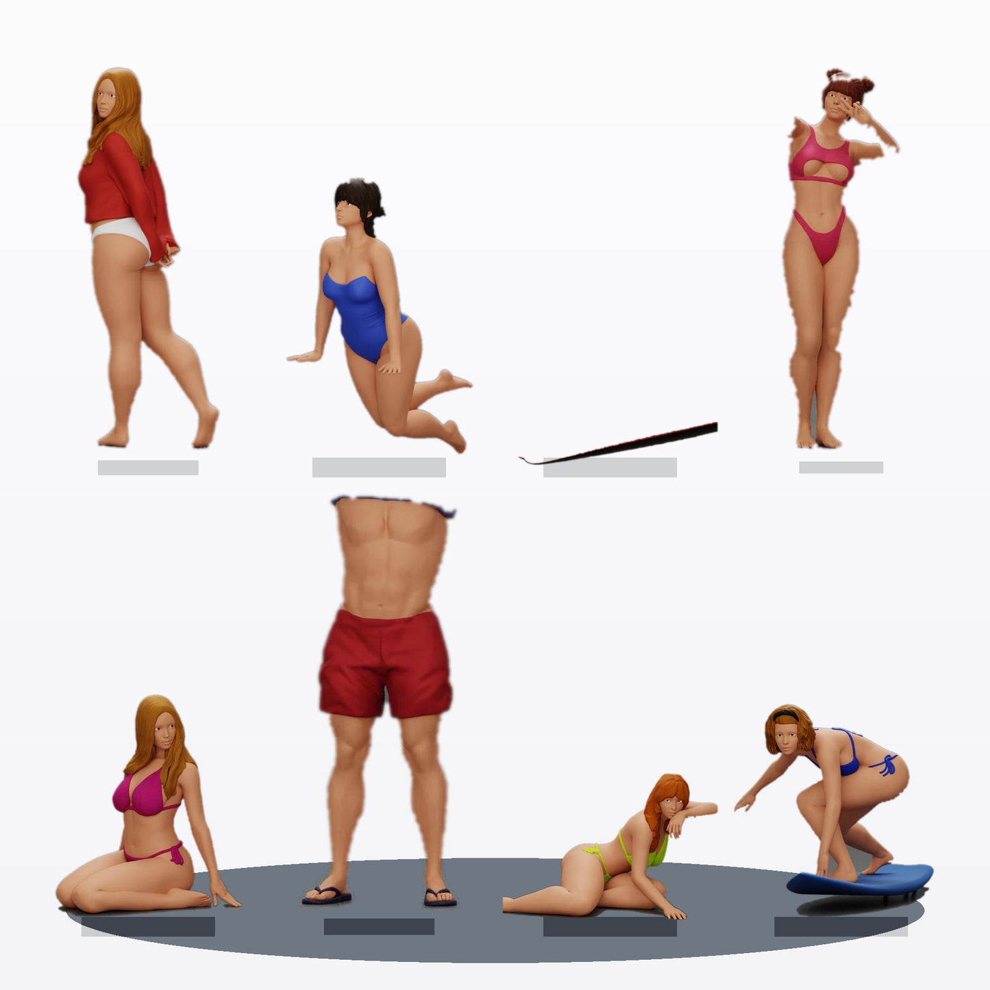 Diorama modelbouw productfoto 0: Diorama figuren-set: strand en watersport (nr. S85)