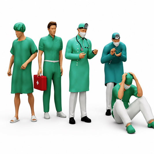 Diorama modelbouw productfoto 0: Diorama figuren-set: kliniek, chirurgie en hulpdiensten figuren-set (nr. S46)