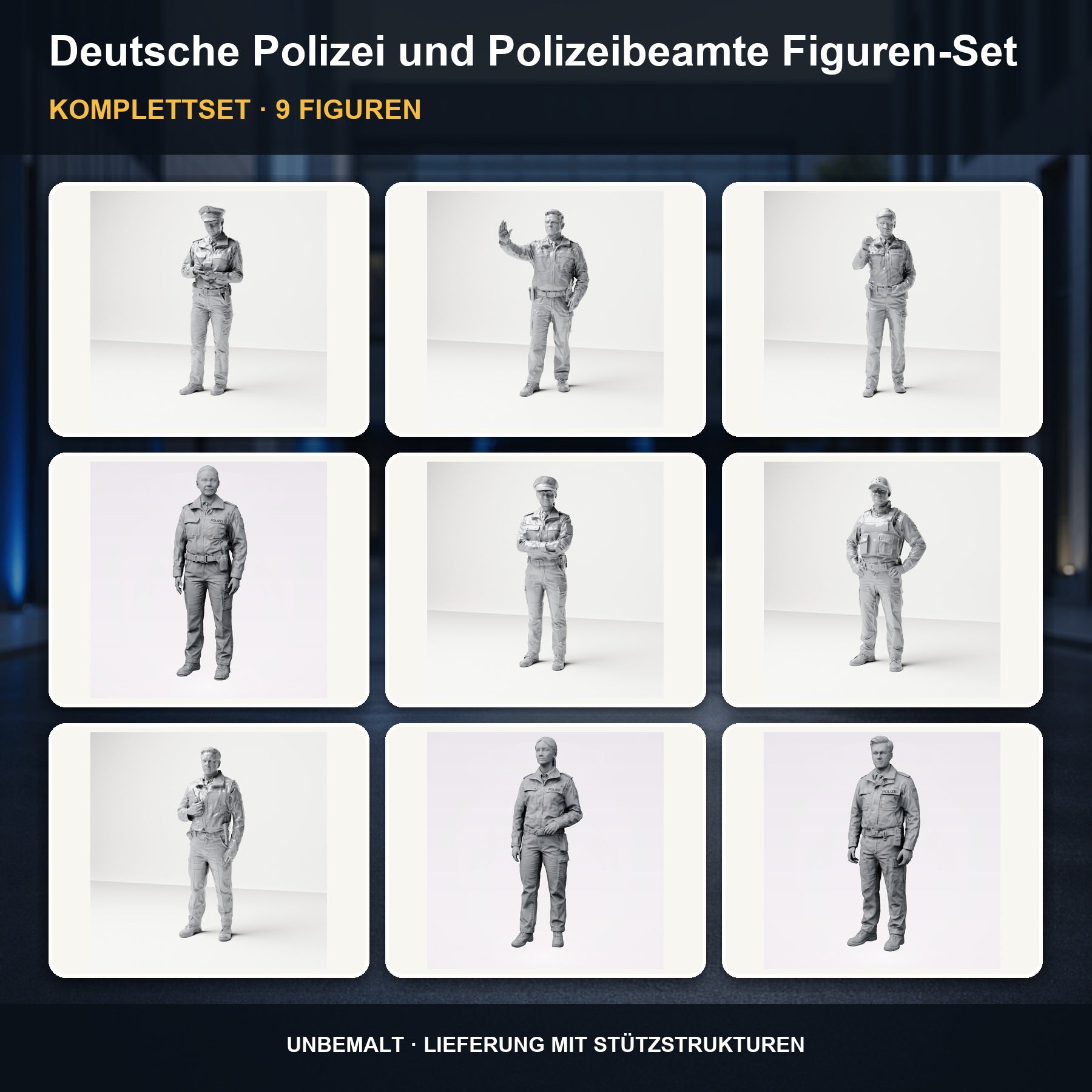 Diorama Modellbau Produktfoto 0: Diorama Figuren-Set: Deutsche Polizei und Polizeibeamte Figuren-Set