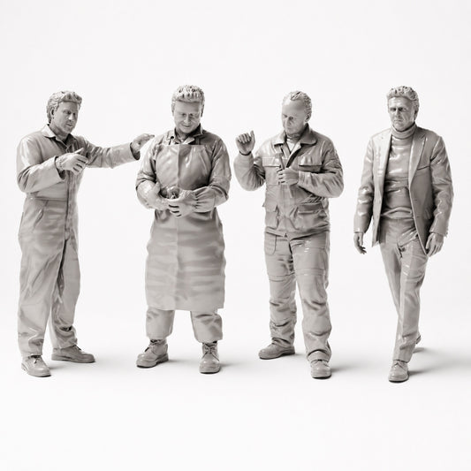 Diorama modelbouw productfoto 0: Diorama figuren-set: autospuiterij en carrosseriewerkplaats figuren-set (nr. S48) - 4 figuren