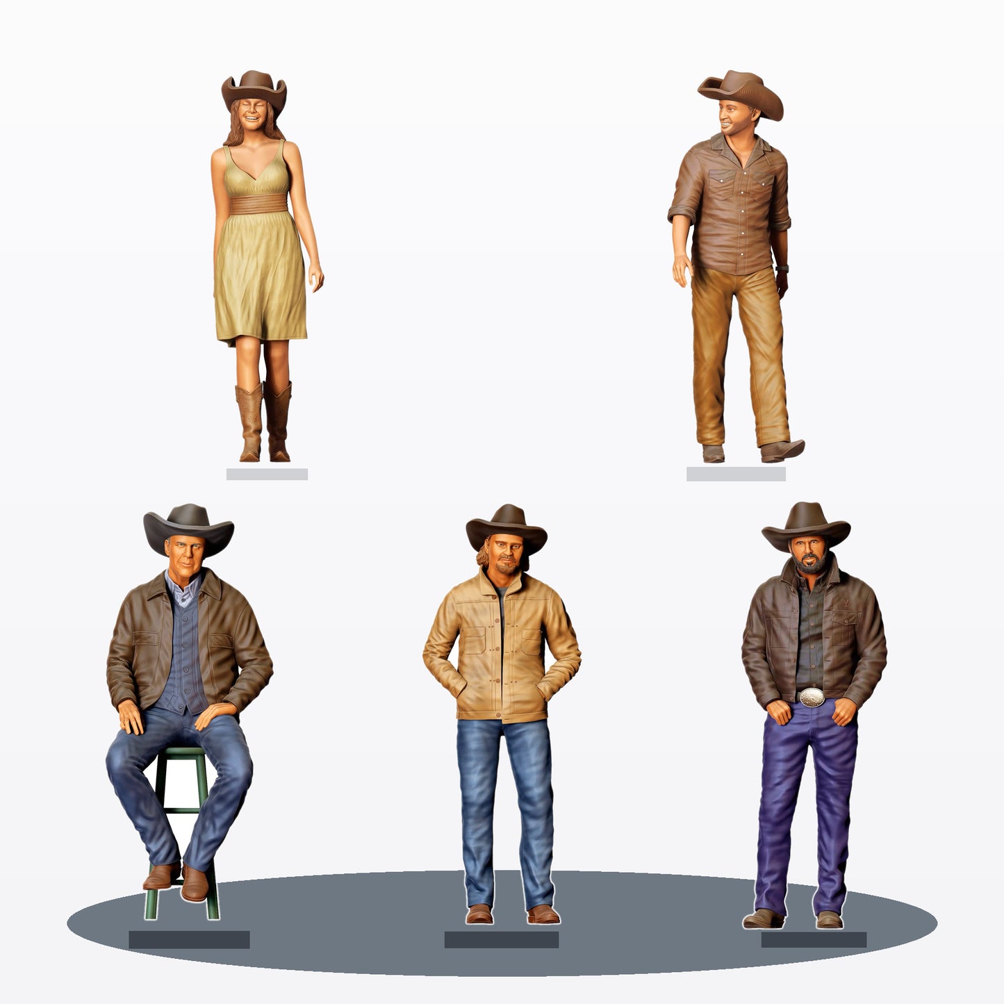 Diorama Modellbau Produktfoto 5: Diorama Figuren-Set: Cowboys und Cowgirls (Nr. S76)