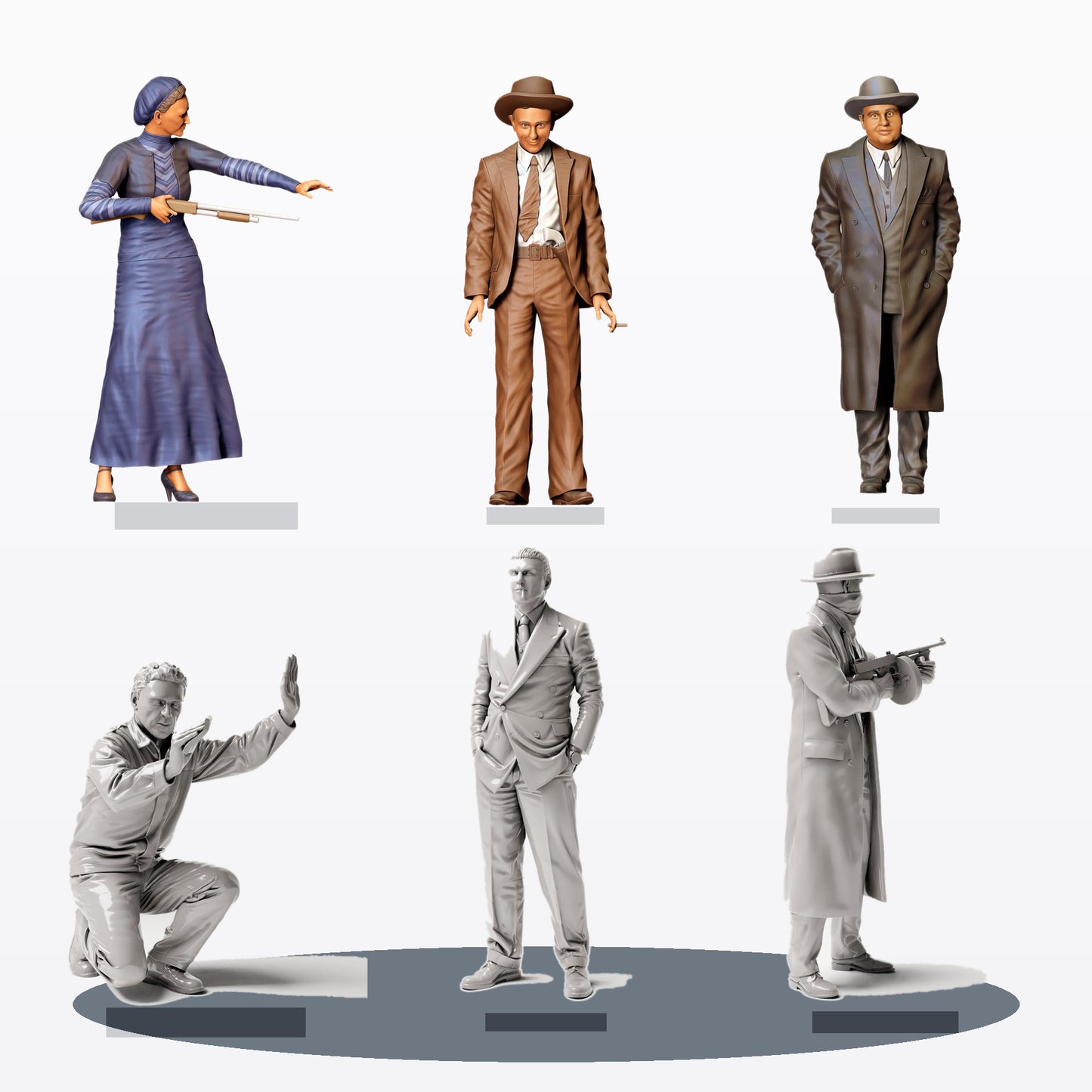 Diorama modelbouw productfoto 3: Diorama figuren-set: Noir-gangsters en onderwereld (nr. S80)