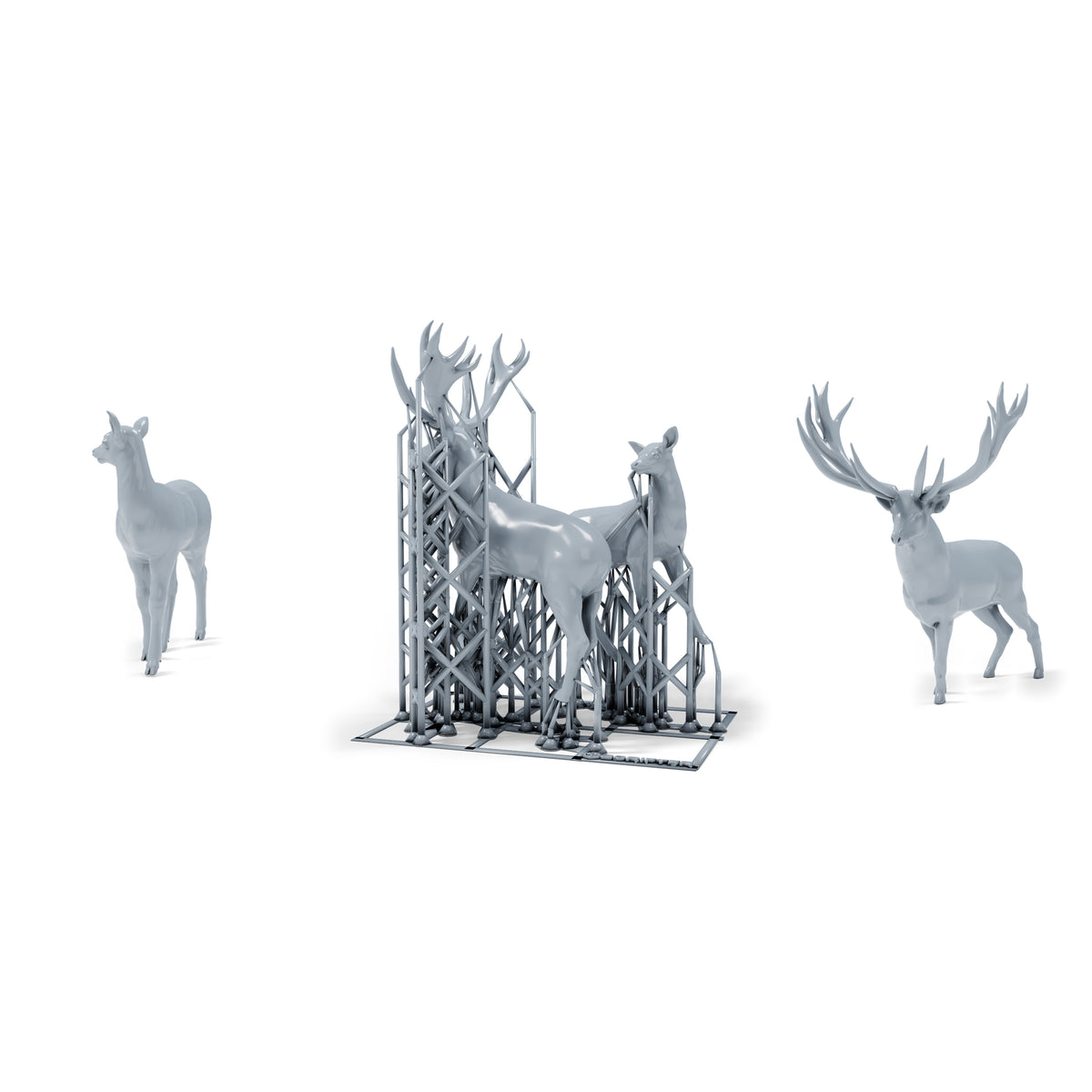 Dioramabouw productfoto 0: dioramaminiaturen wilde dieren: hert en hinde (h0_47)