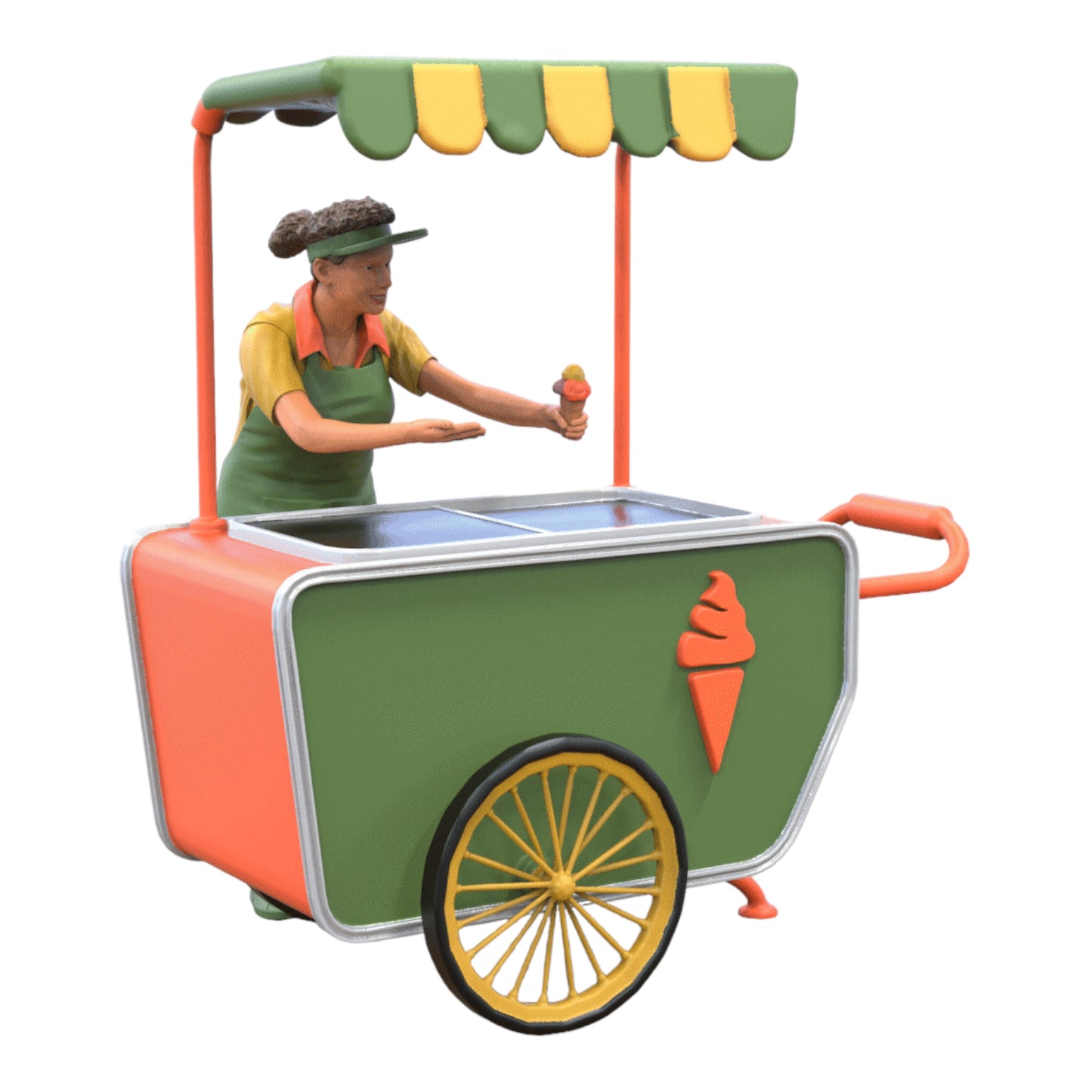 Productfoto Diorama en modelbouw miniatuur figuur: ijsverkoper met wagen