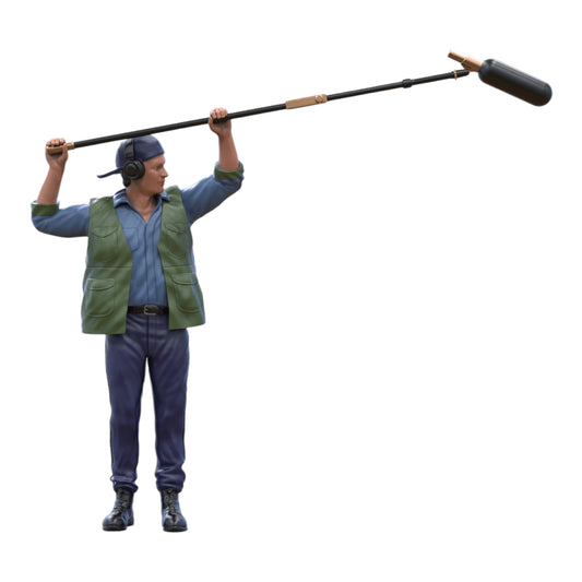 Produktfoto Diorama und Modellbau Miniatur Figur: Reporter mit Mikrostange