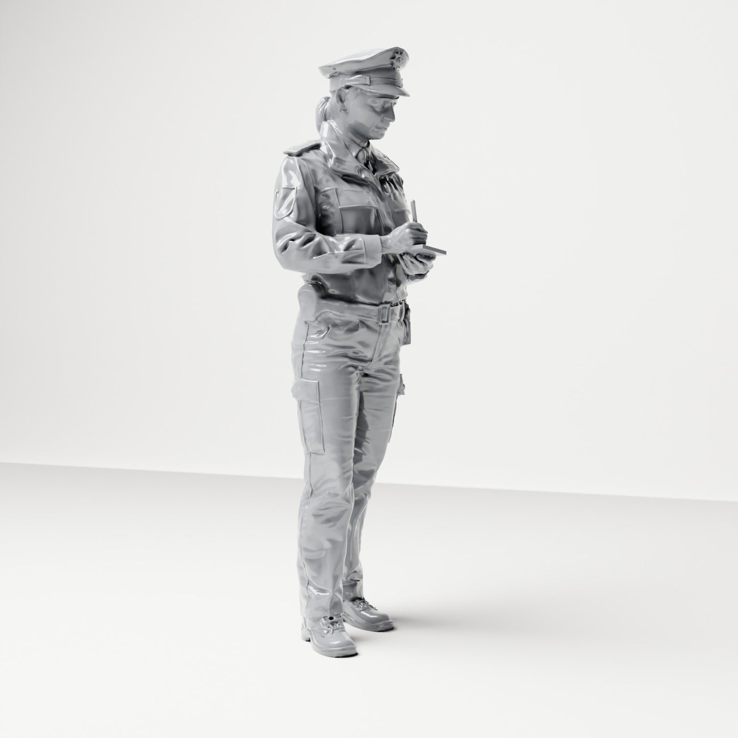 Diorama modelbouw productfoto 3: Staande figuur: Duitse politieagent met dienstpet en handapparaat (B017)