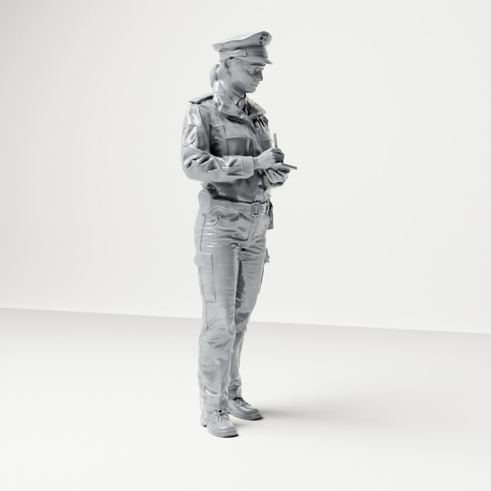 Diorama modelbouw productfoto 3: Staande figuur: Duitse politieagent met dienstpet en handapparaat (B017)