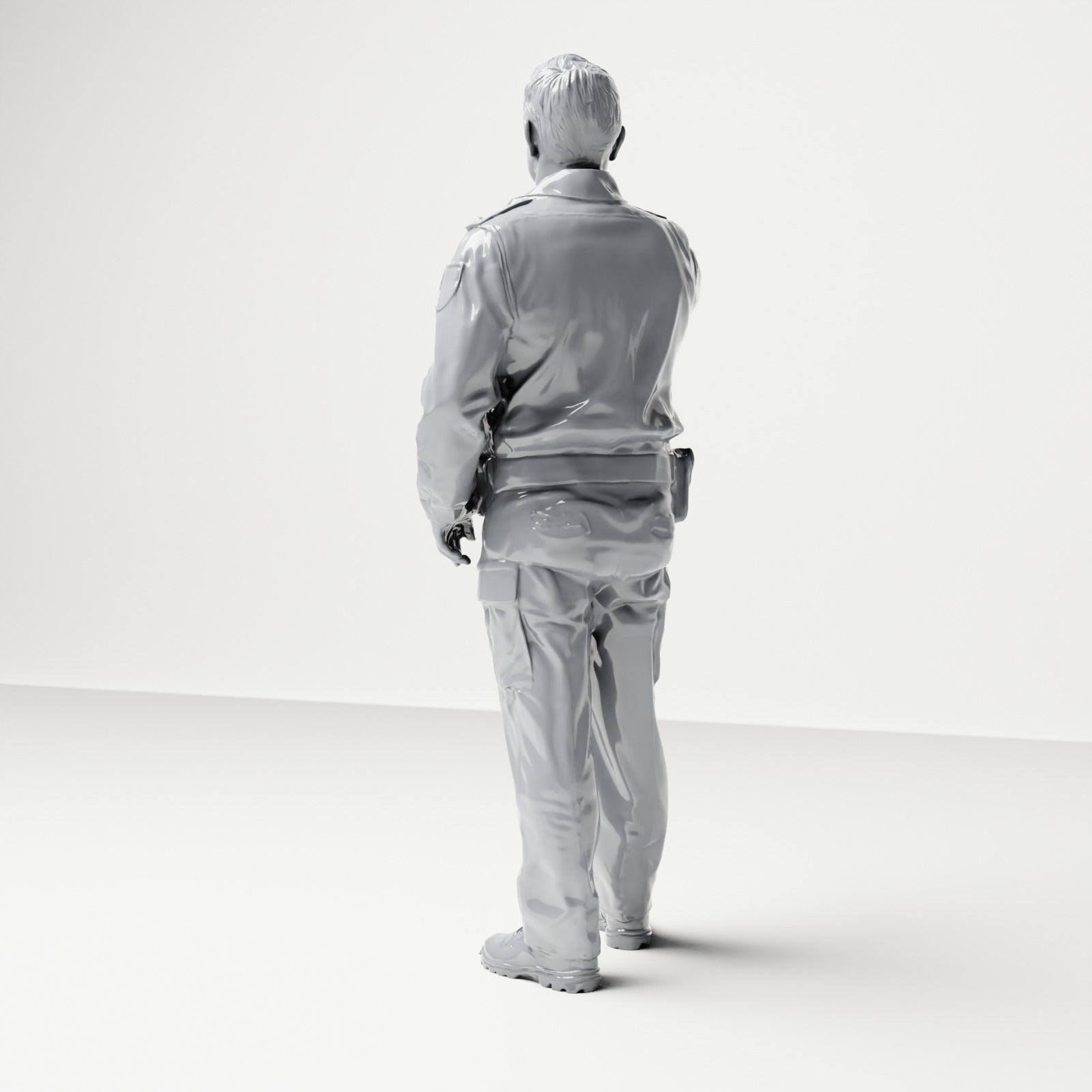 Diorama modelbouw productfoto 2: Staande figuur: Duitse politieagent in uniform met stopgebaar & uitrustingsgordel (B018)