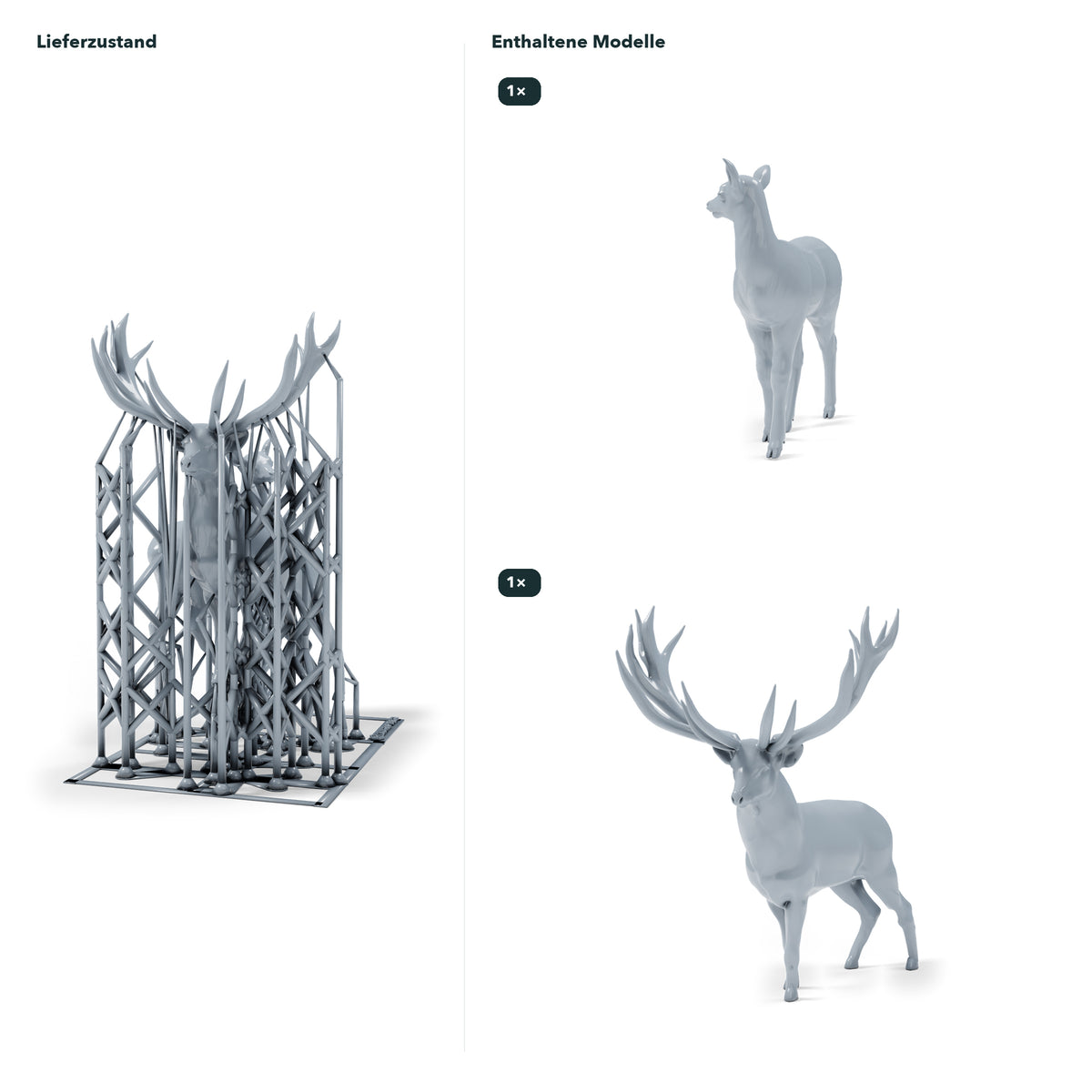 Dioramamodelbouw productfoto 1: dioramaminiaturen wilde dieren: hert en hinde (h0_47)