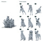Dioramabouw productfoto 1: dioramaminiaturen honden: negen honden van verschillende rassen en in verschillende poses (h0_52)