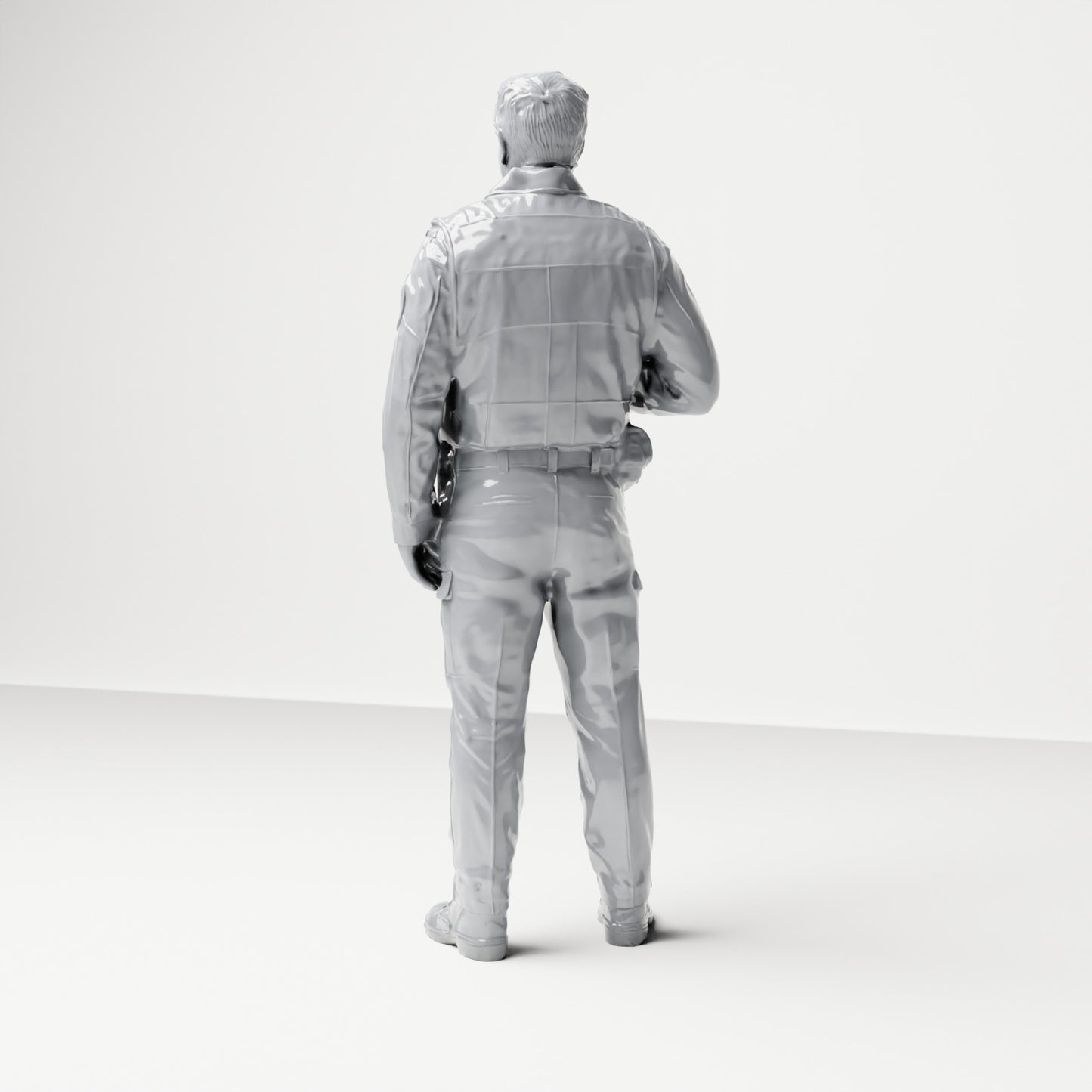 Diorama modelbouw productfoto 2: Staande figuur: Politieagent met radio, tactisch vest & uitrustingsgordel (B023)