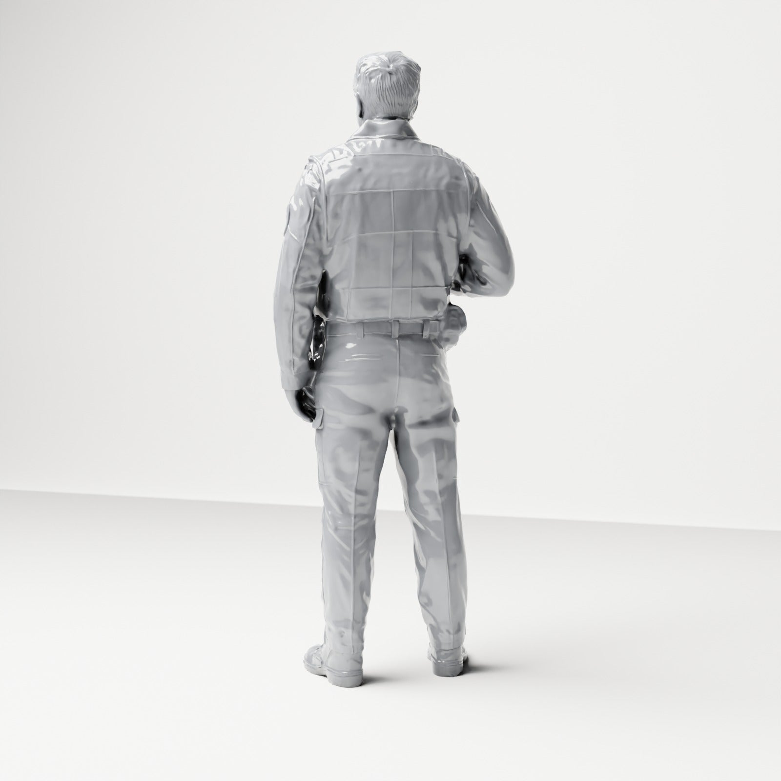 Diorama modelbouw productfoto 2: Staande figuur: Politieagent met radio, tactisch vest & uitrustingsgordel (B023)