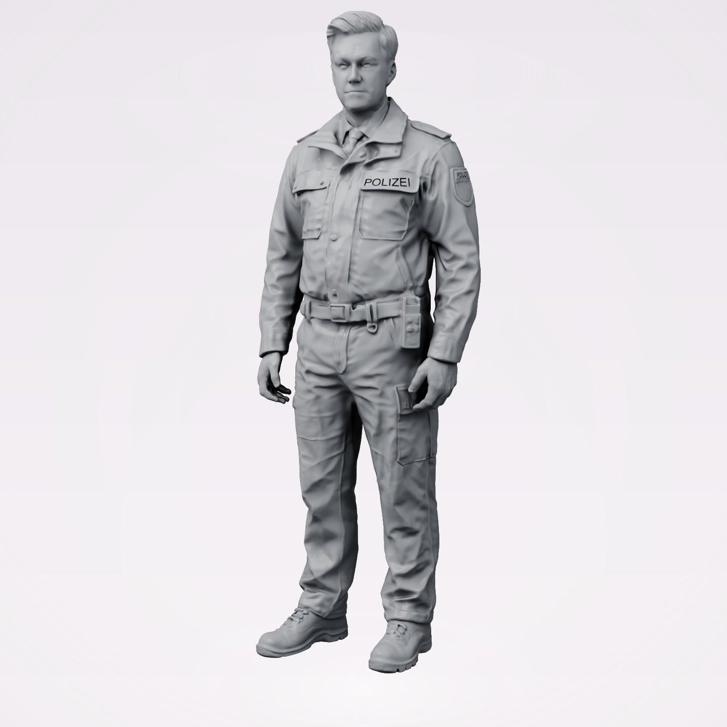 Diorama modelbouw productfoto 0: Staande figuur: Politieagent/e in moderne Duitse uniform met POLIZEI-opschrift (B025)