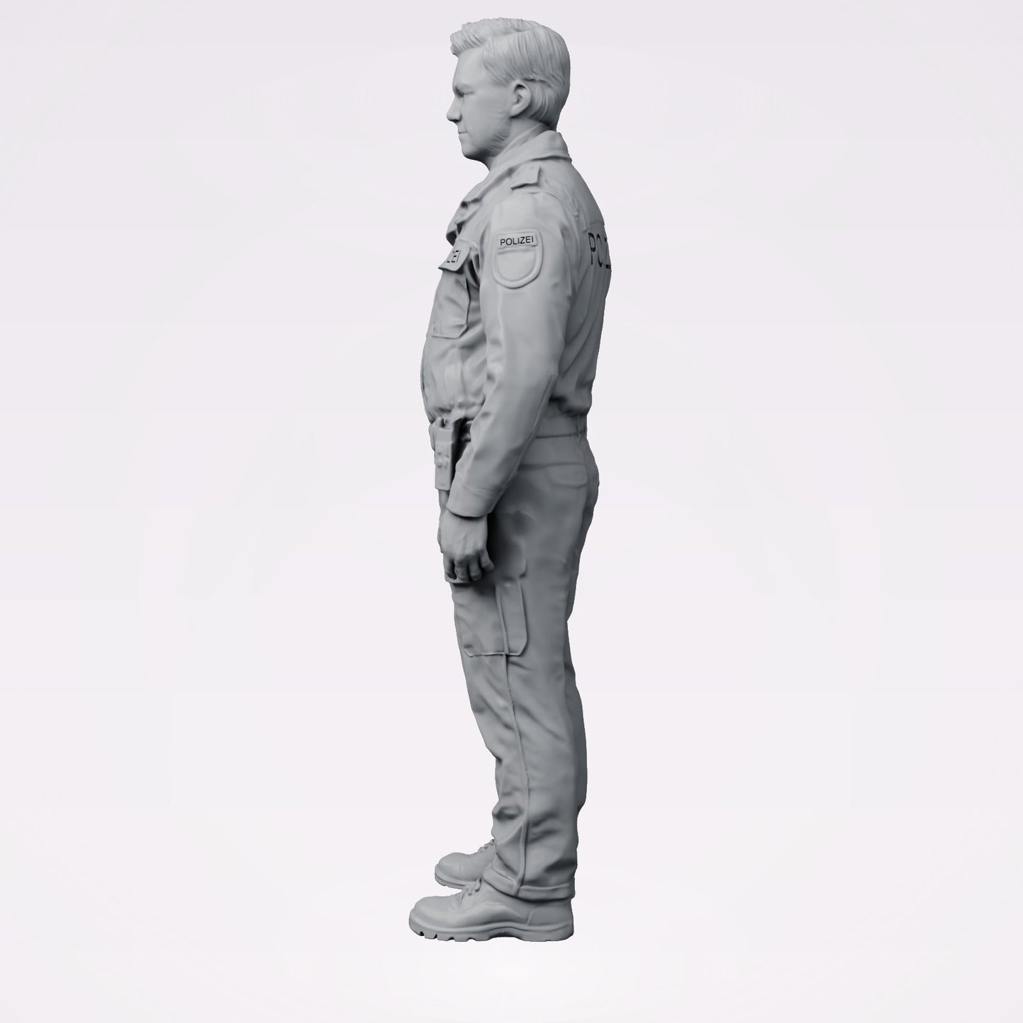 Diorama modelbouw productfoto 1: Staande figuur: Politieagent/e in moderne Duitse uniform met POLIZEI-opschrift (B025)