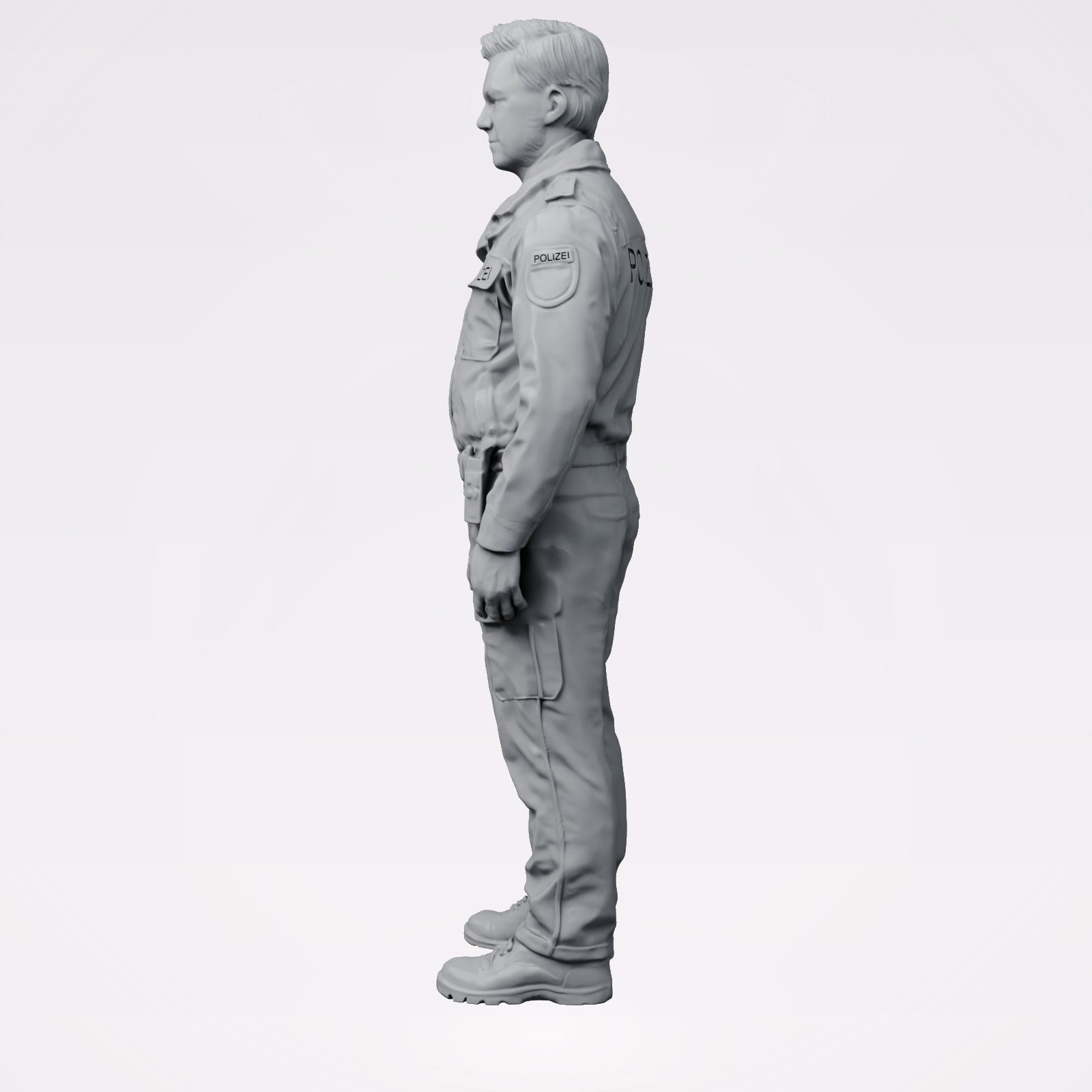 Diorama modelbouw productfoto 1: Staande figuur: Politieagent/e in moderne Duitse uniform met POLIZEI-opschrift (B025)
