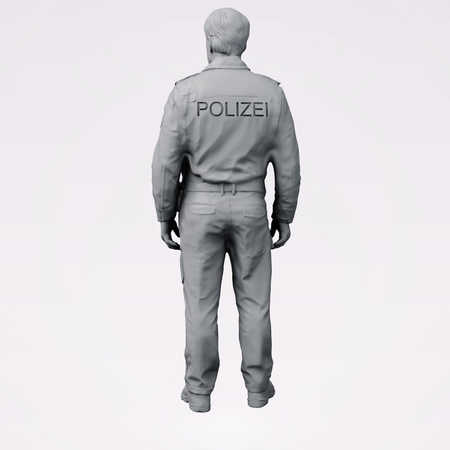 Diorama modelbouw productfoto 2: Staande figuur: Politieagent/e in moderne Duitse uniform met POLIZEI-opschrift (B025)