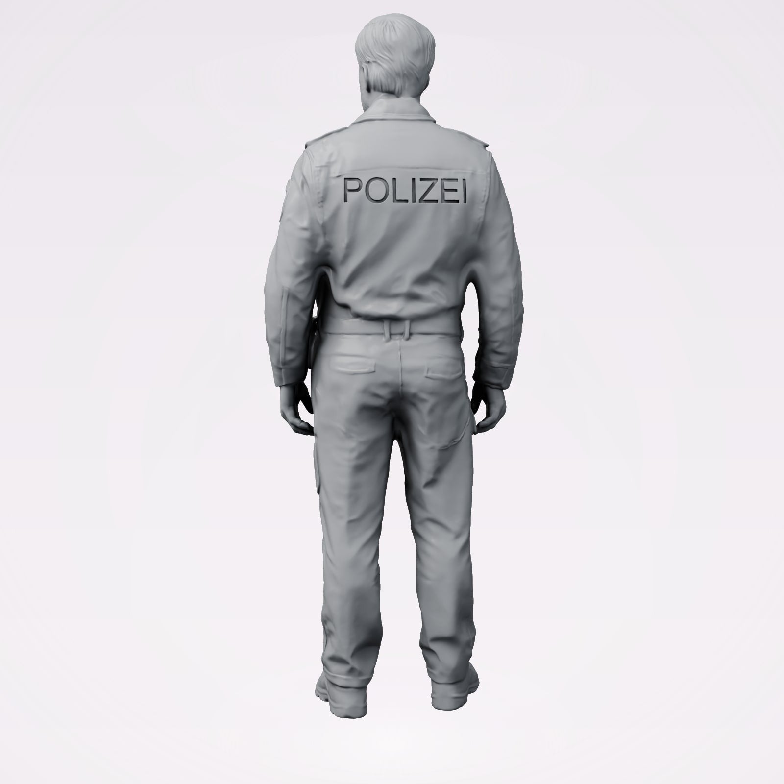 Diorama modelbouw productfoto 2: Staande figuur: Politieagent/e in moderne Duitse uniform met POLIZEI-opschrift (B025)