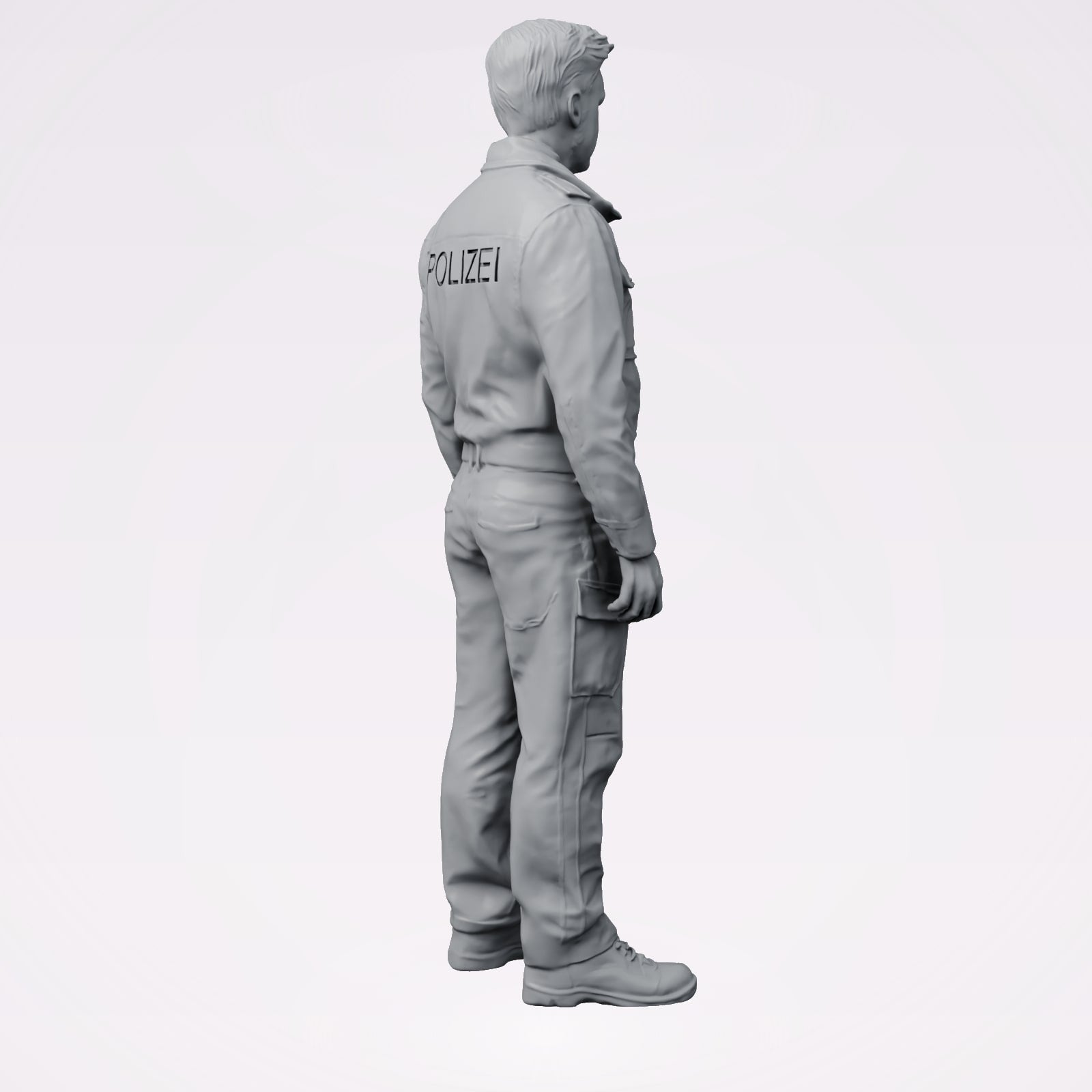 Diorama modelbouw productfoto 3: Staande figuur: Politieagent/e in moderne Duitse uniform met POLIZEI-opschrift (B025)