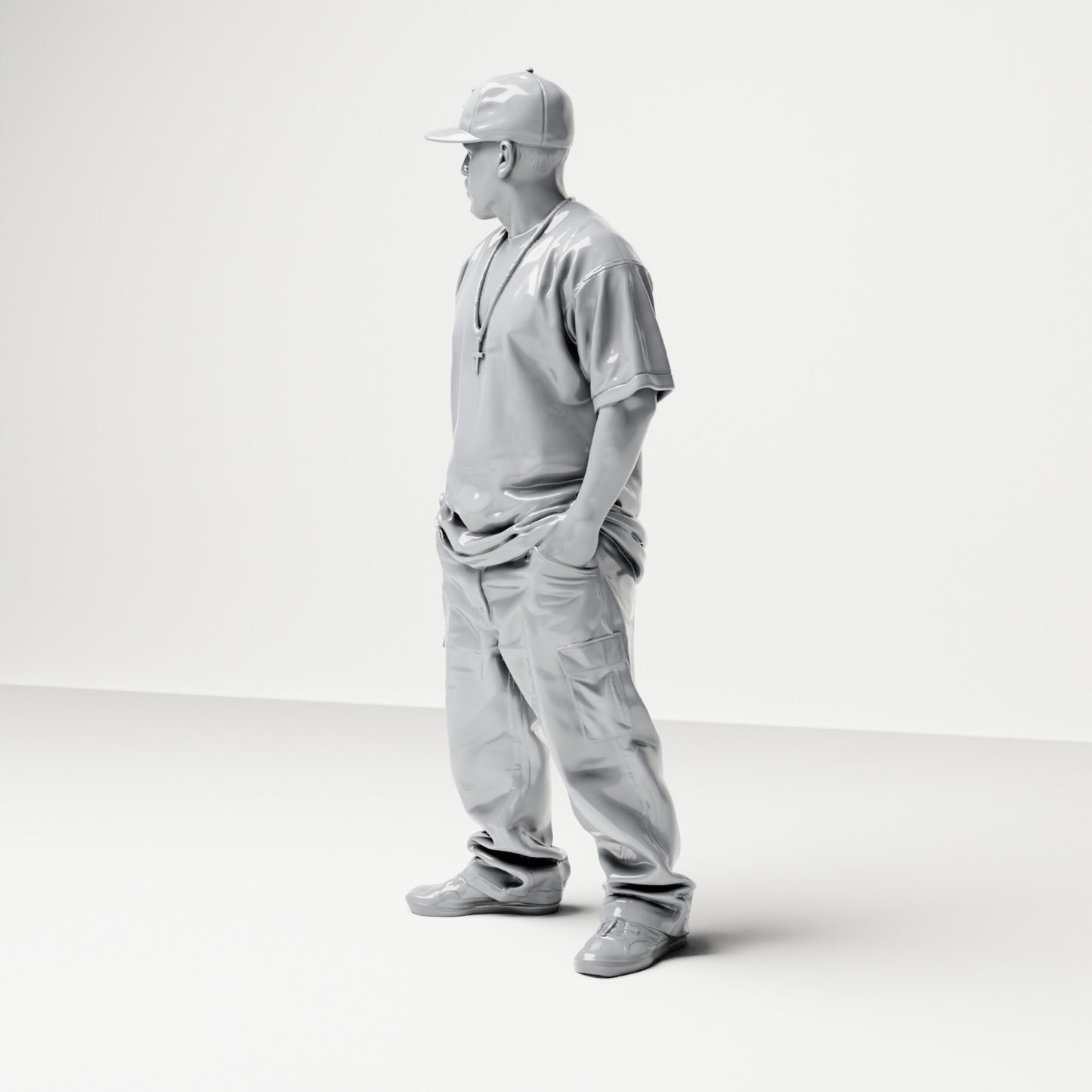 Diorama modelbouw productfoto 1: Staande figuur: Passant met pet en ketting, handen in de broekzakken (B026)
