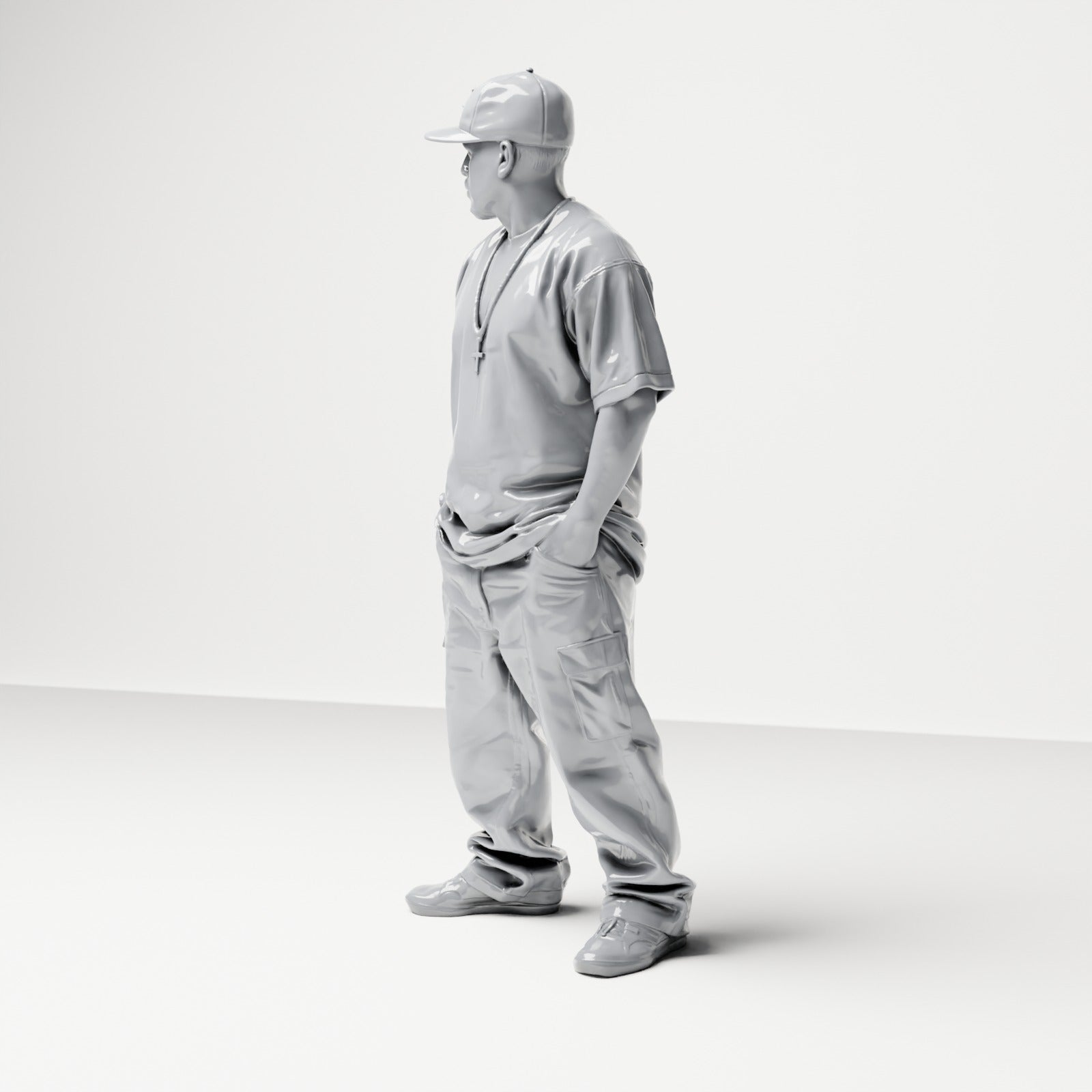 Diorama modelbouw productfoto 1: Staande figuur: Passant met pet en ketting, handen in de broekzakken (B026)
