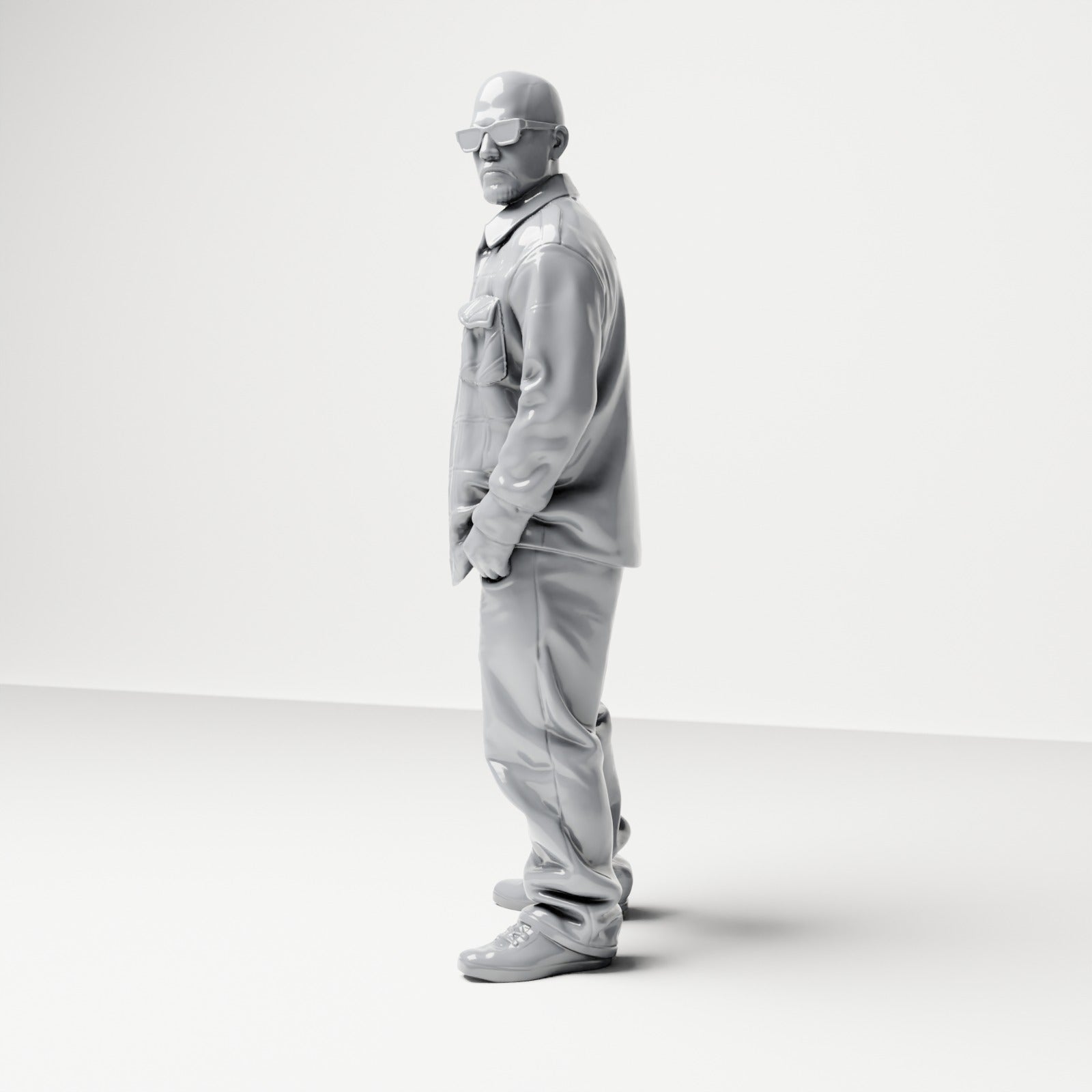 Diorama modelbouw productfoto 1: Staande figuur: Man in straatkleding met handen in zijn zakken (B027)
