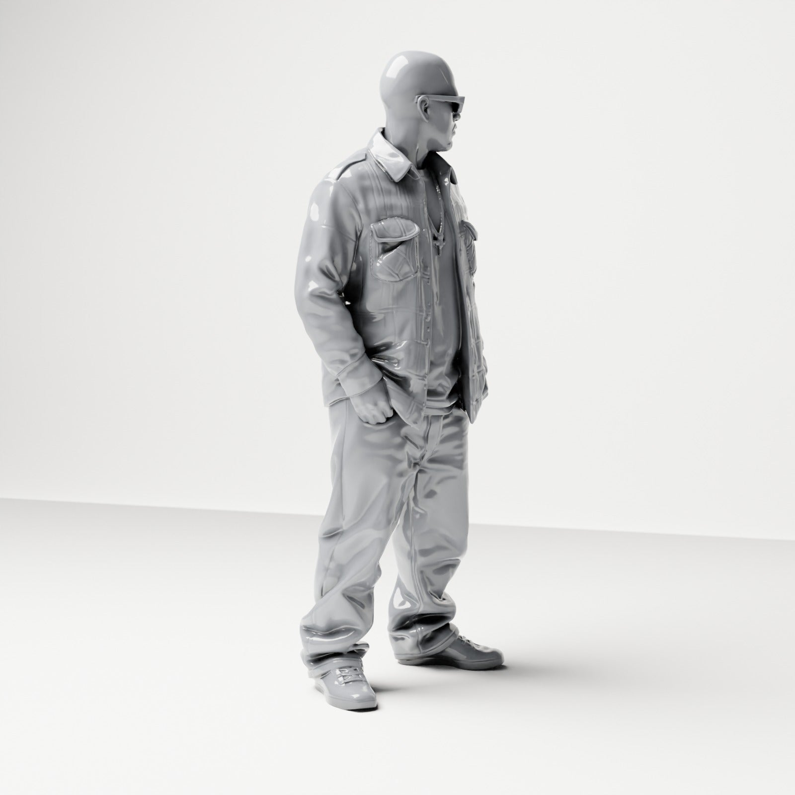 Diorama modelbouw productfoto 3: Staande figuur: Man in straatkleding met handen in zijn zakken (B027)