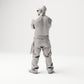 Stehende Figur: Person im Hip-Hop-Style mit gekreuzten Armen, Sonnenbrille & ärmellosem Oberteil (B029) - Rueckansicht