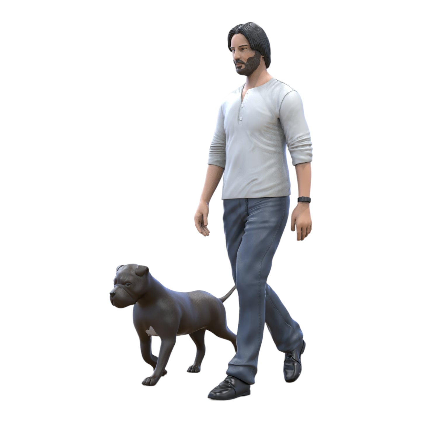 Productfoto Diorama en modelbouw miniatuurfiguur: Man met hond - Wandeling