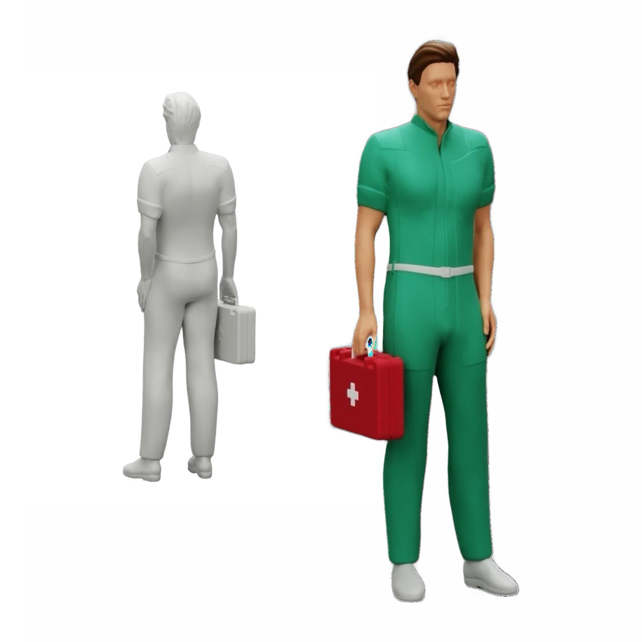 Diorama modelbouw productfoto 2: Diorama figuren-set: Kliniek, chirurgie en hulpdiensten figuren-set (nr. S46)