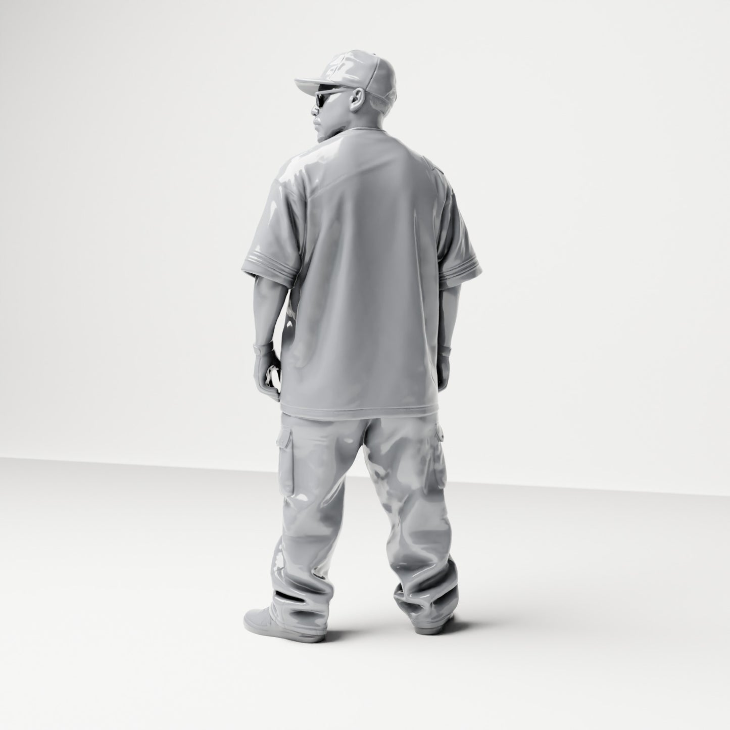 Diorama modelbouw productfoto 2: Staande figuur: Streetwear-man met pet, zonnebril & sporttrui 13 (B032)