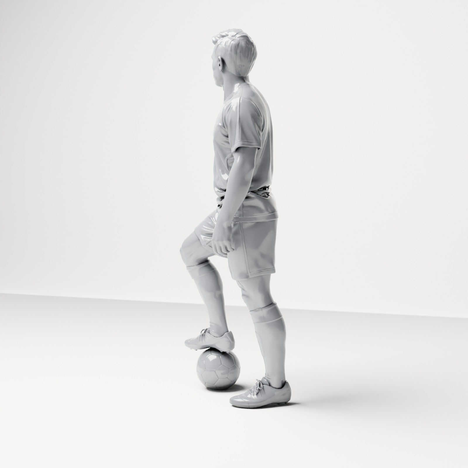 Diorama modelbouw productfoto 1: Staande figuur: Voetballer met voet op bal (B035)