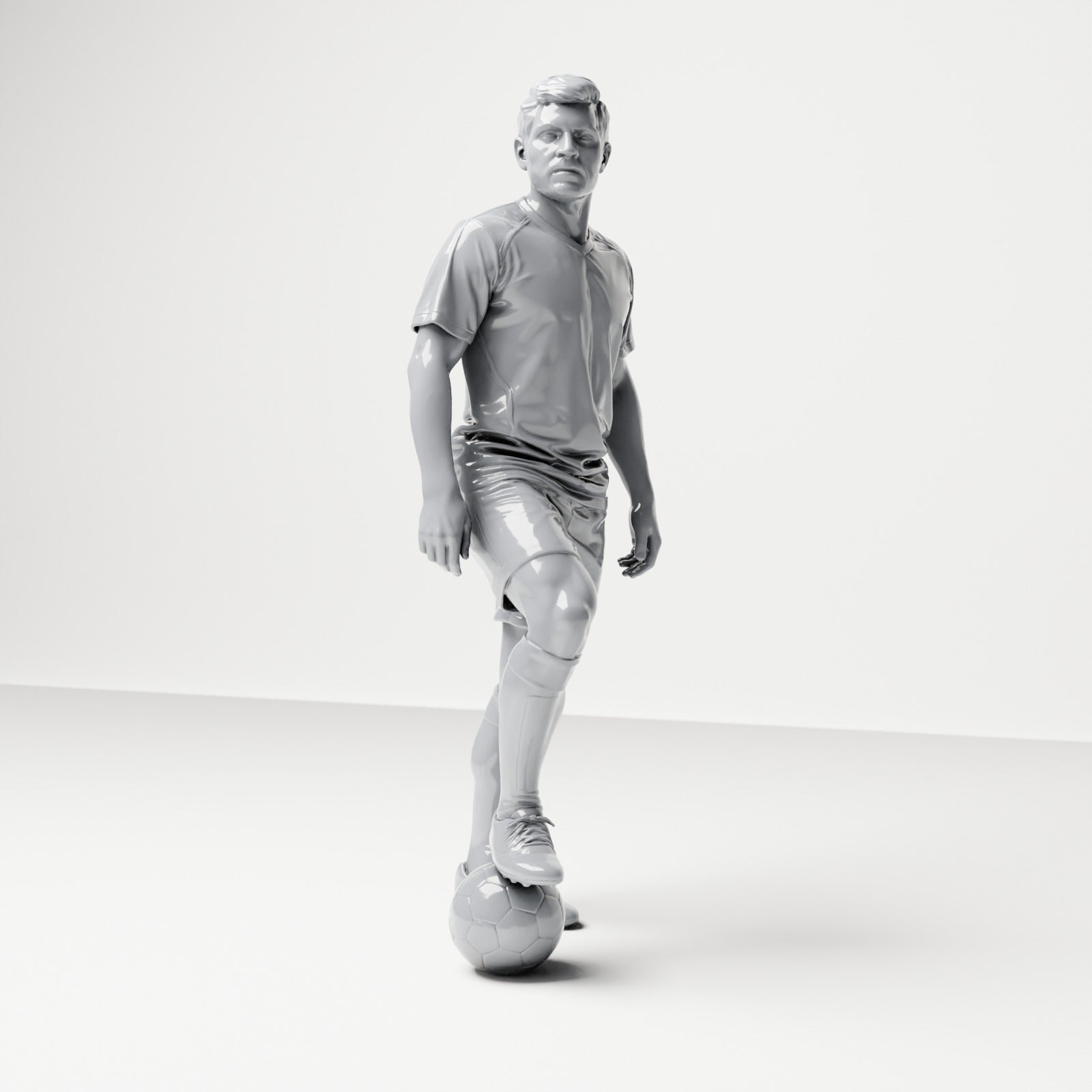 Diorama modelbouw productfoto 3: Staande figuur: Voetballer met voet op bal (B035)