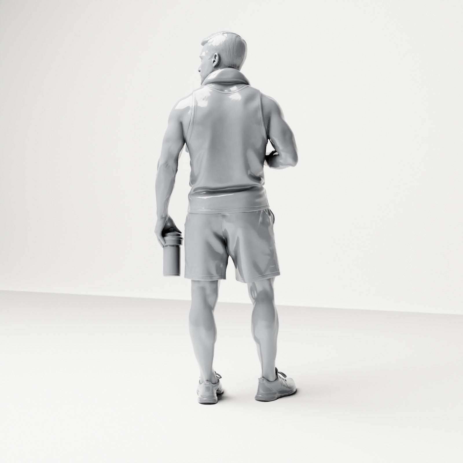 Diorama modelbouw productfoto 2: Staande figuur: Sporter met handdoek & drinkfles (B037)