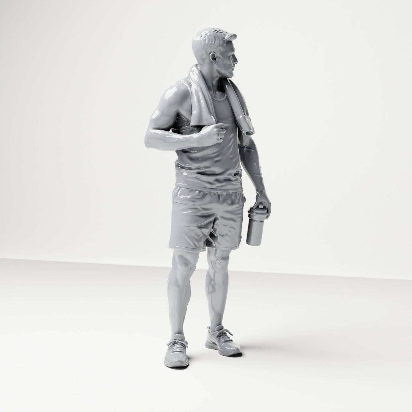 Diorama modelbouw productfoto 3: Staande figuur: Sporter met handdoek en drinkfles (B037)