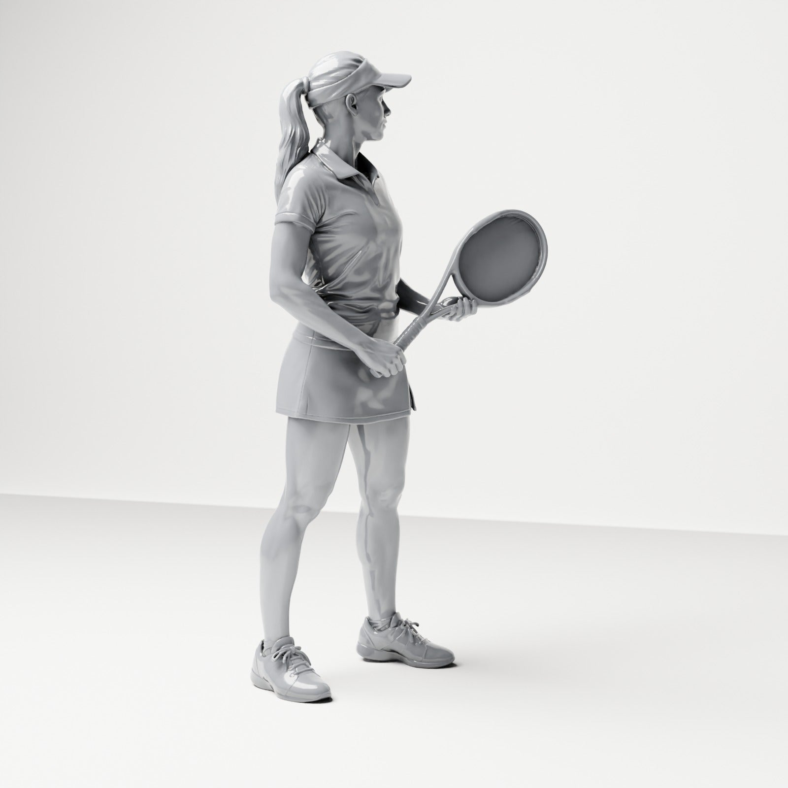 Diorama modelbouw productfoto 3: Staande figuur: Tennisster met racket (B038)