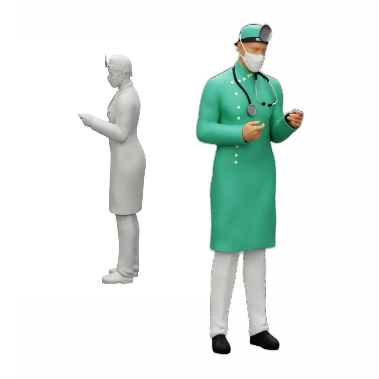 Diorama modelbouw productfoto 3: Diorama figuren-set: kliniek, chirurgie en hulpdiensten figuren-set (nr. S46)