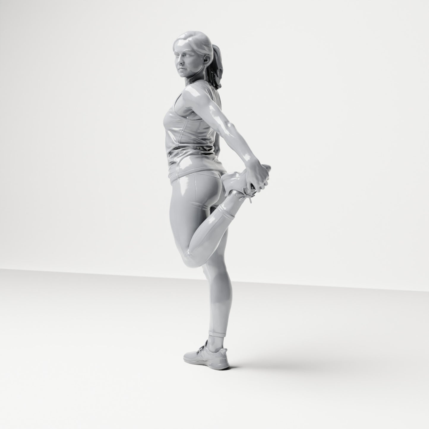 Diorama modelbouw productfoto 1: Staande figuur: Sporter in rekhouding, houdt de voet achter het lichaam (B040)