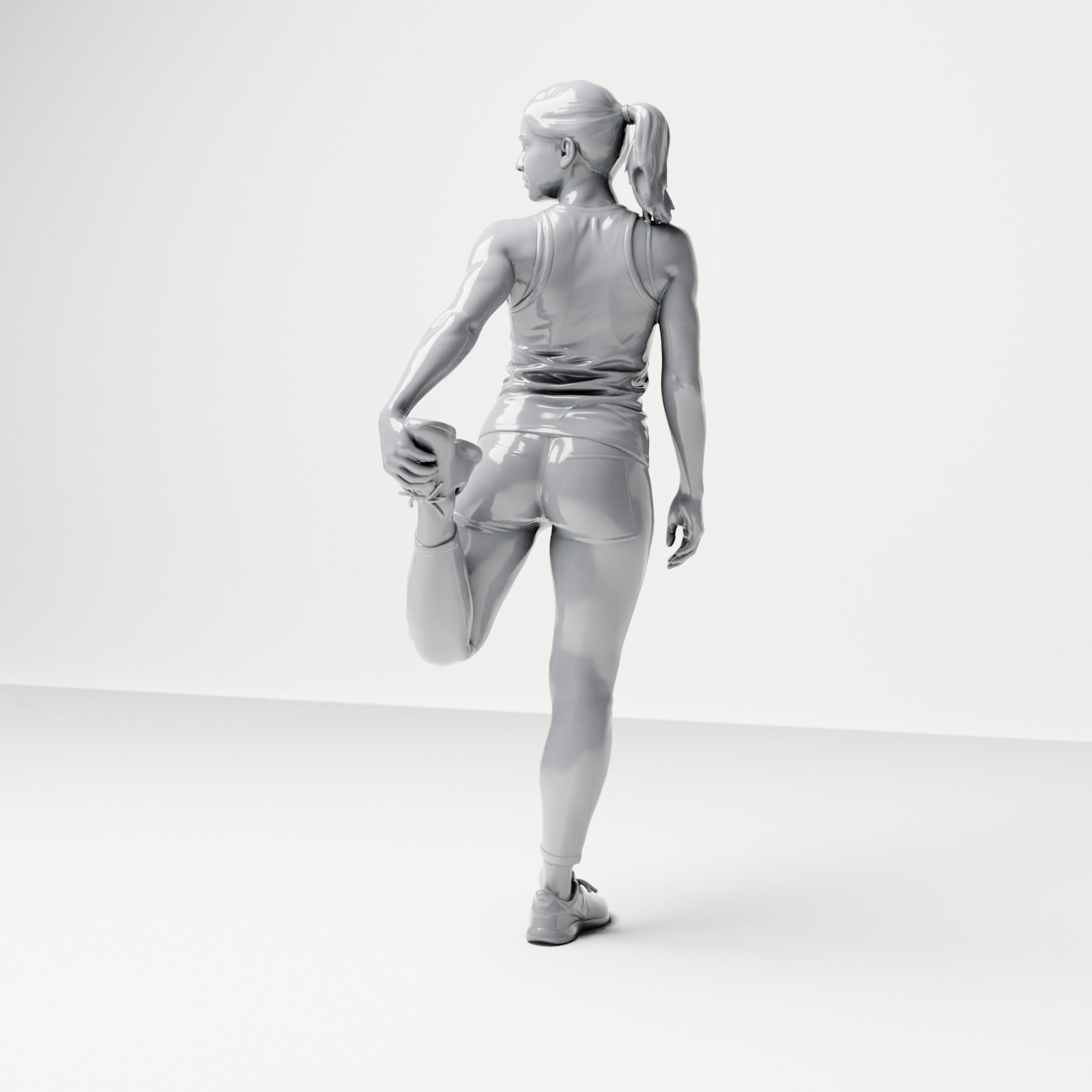 Diorama modelbouw productfoto 2: Staande figuur: Atleet in rekpositie, houdt de voet achter het lichaam (B040)