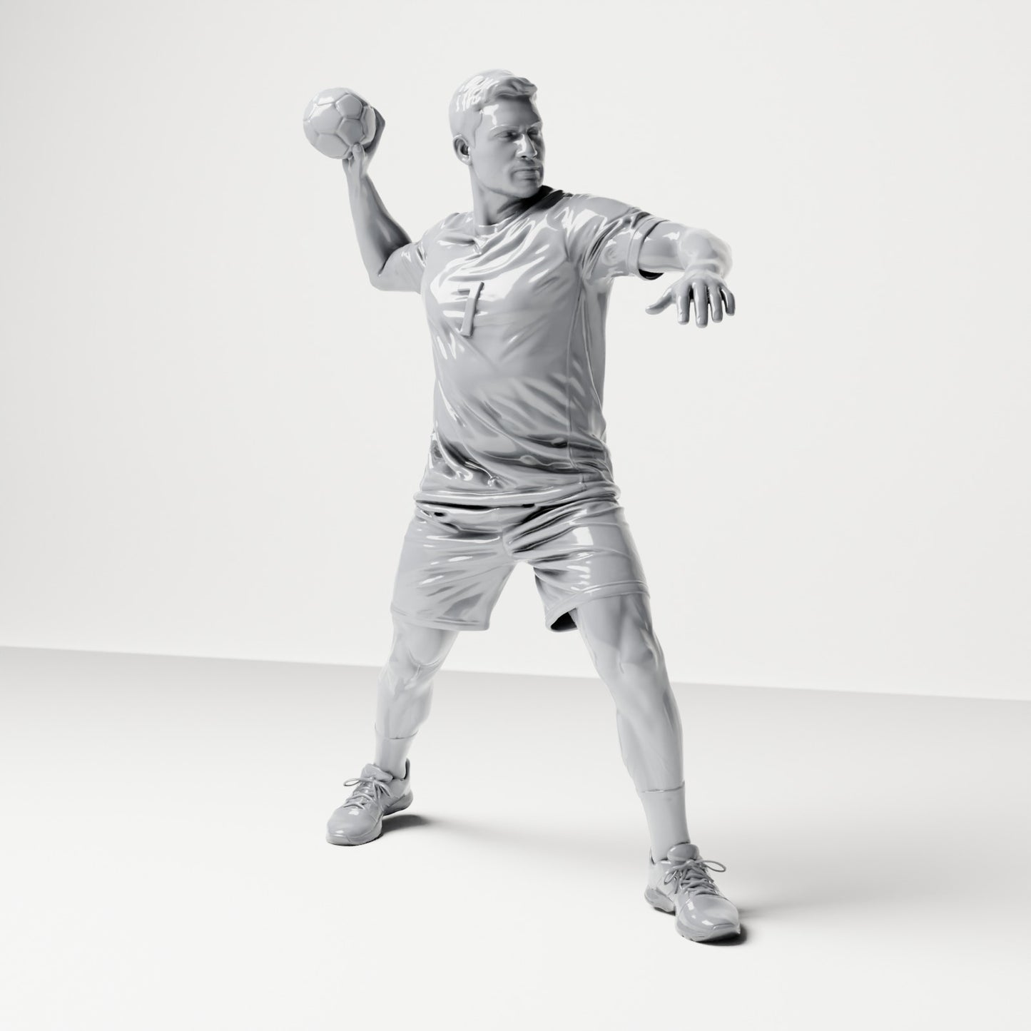 Diorama modelbouw productfoto 0: Staande figuur: Sporter in worppositie met bal in de rechterhand (B041)