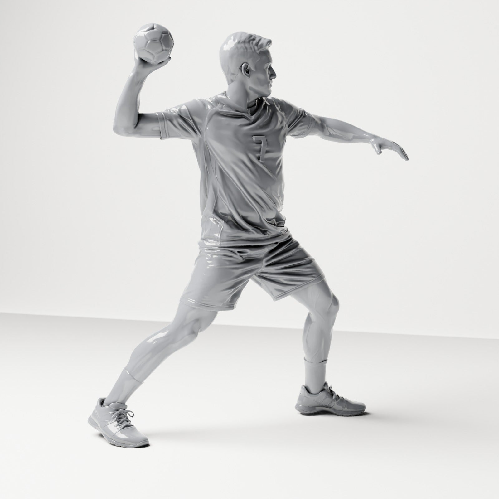 Diorama modelbouw productfoto 3: Staande figuur: Sporter in werphouding met bal in de rechterhand (B041)