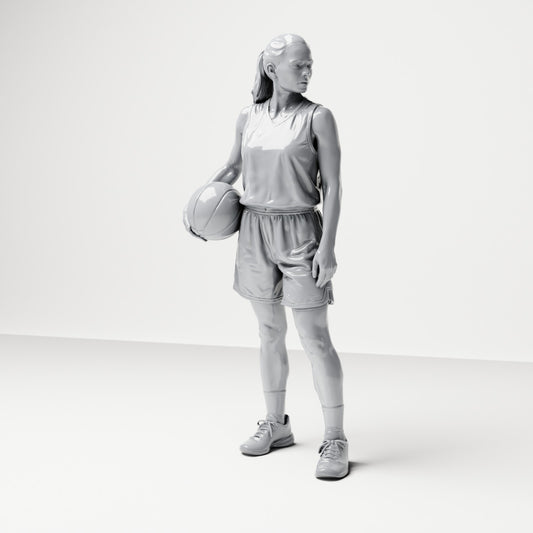 Diorama modelbouw productfoto 0: Staande figuur: Basketbalster met bal aan de heup (B042)