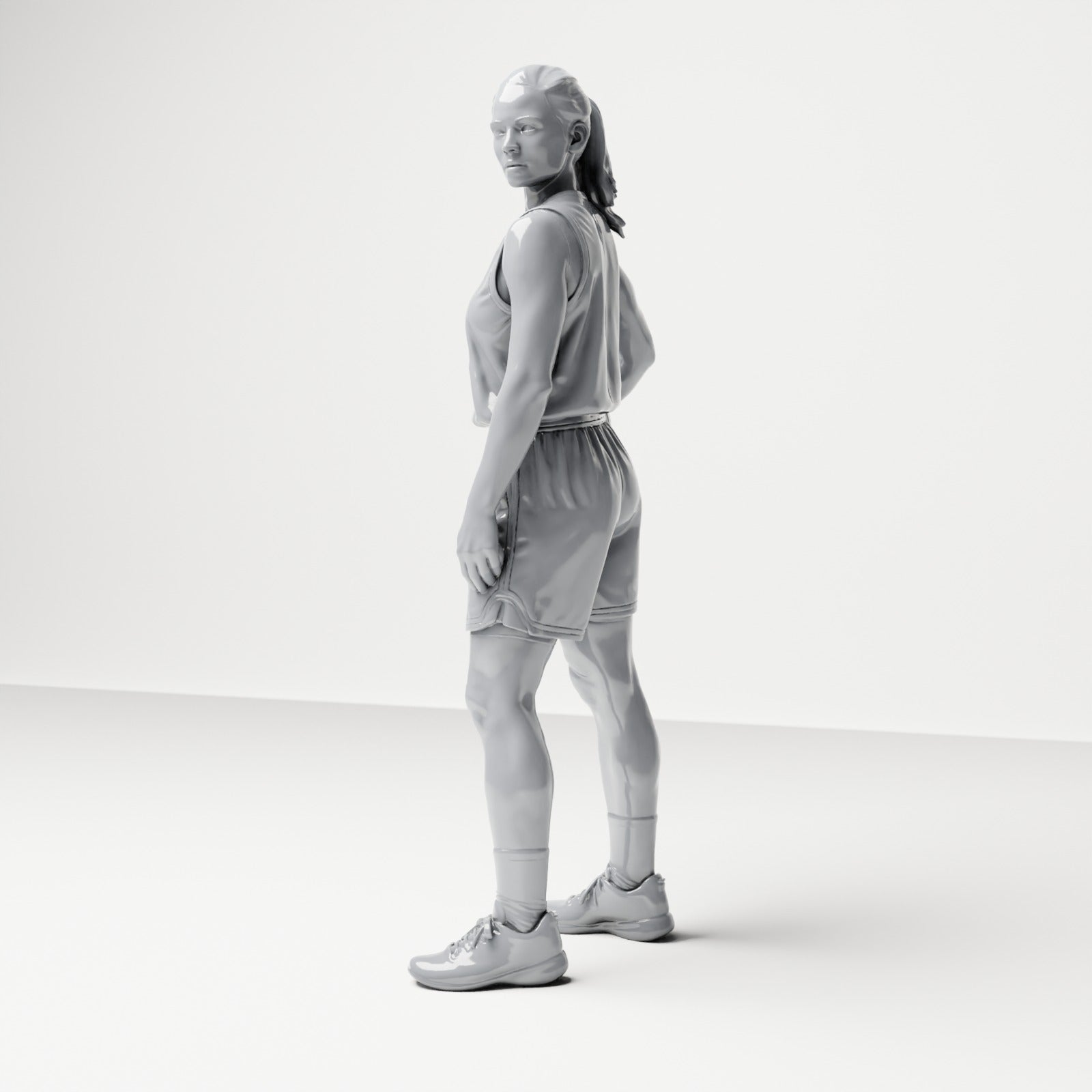 Diorama modelbouw productfoto 1: Staande figuur: Basketbalster met bal aan de heup (B042)