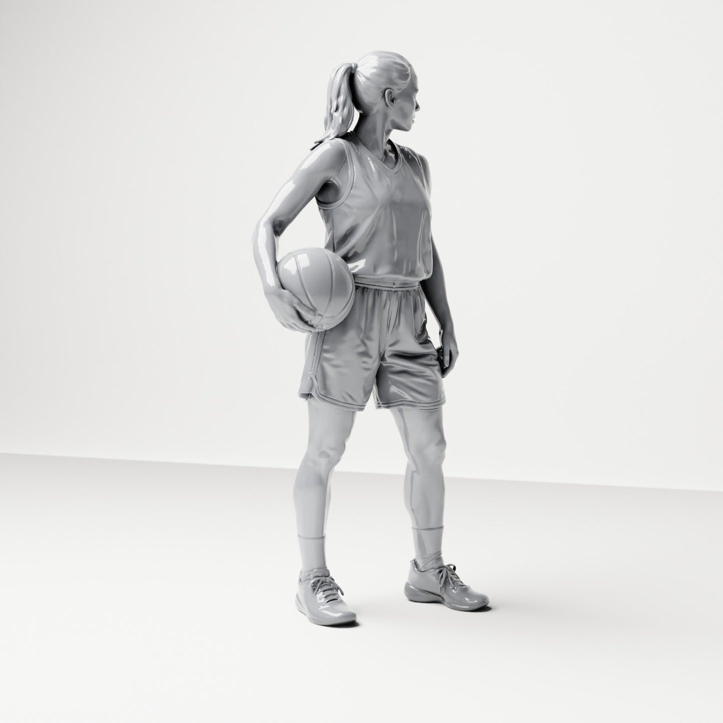 Diorama modelbouw productfoto 3: Staande figuur: Basketbalster met bal aan de heup (B042)