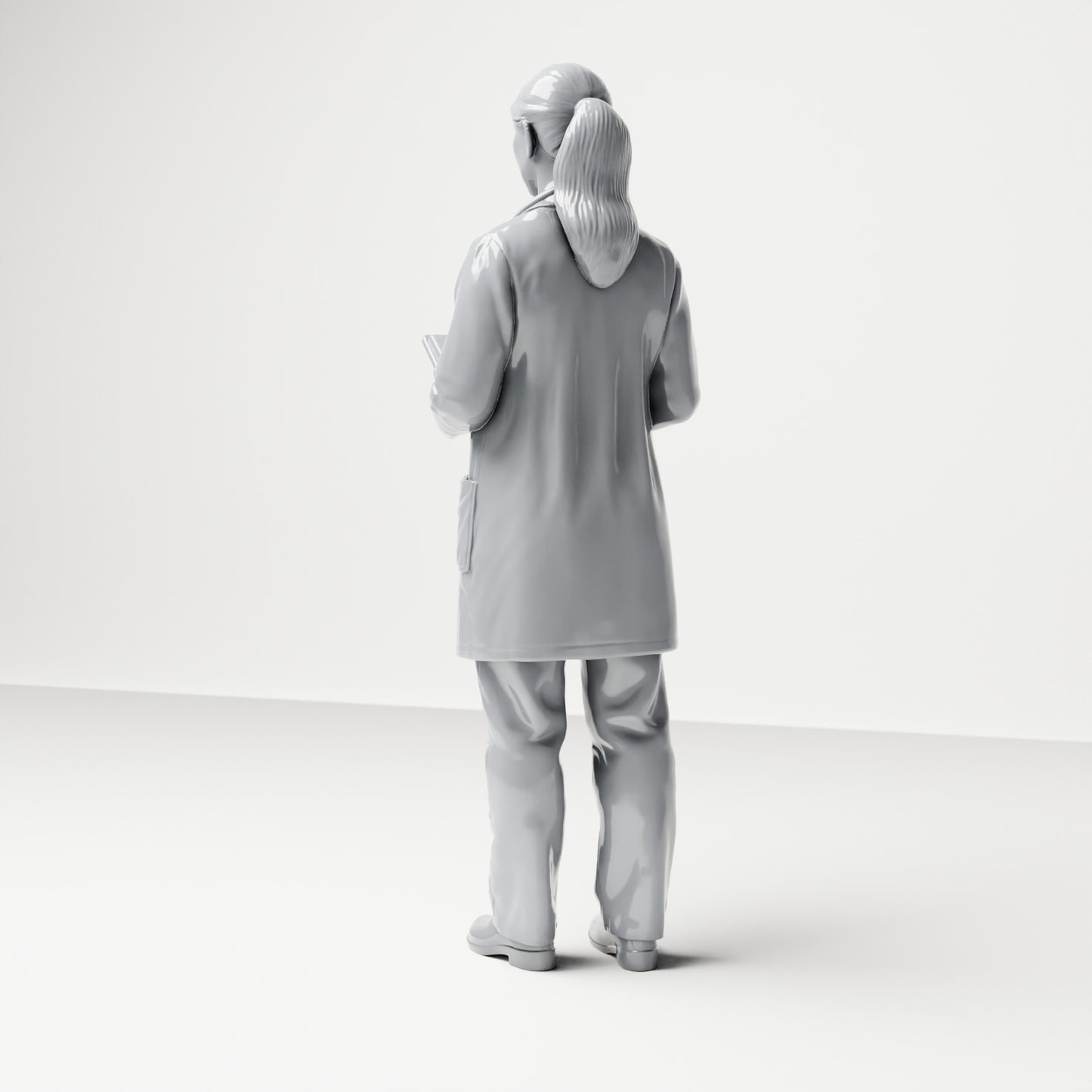 Diorama modelbouw productfoto 2: Staande figuur: arts met klembord & stethoscoop (B044)