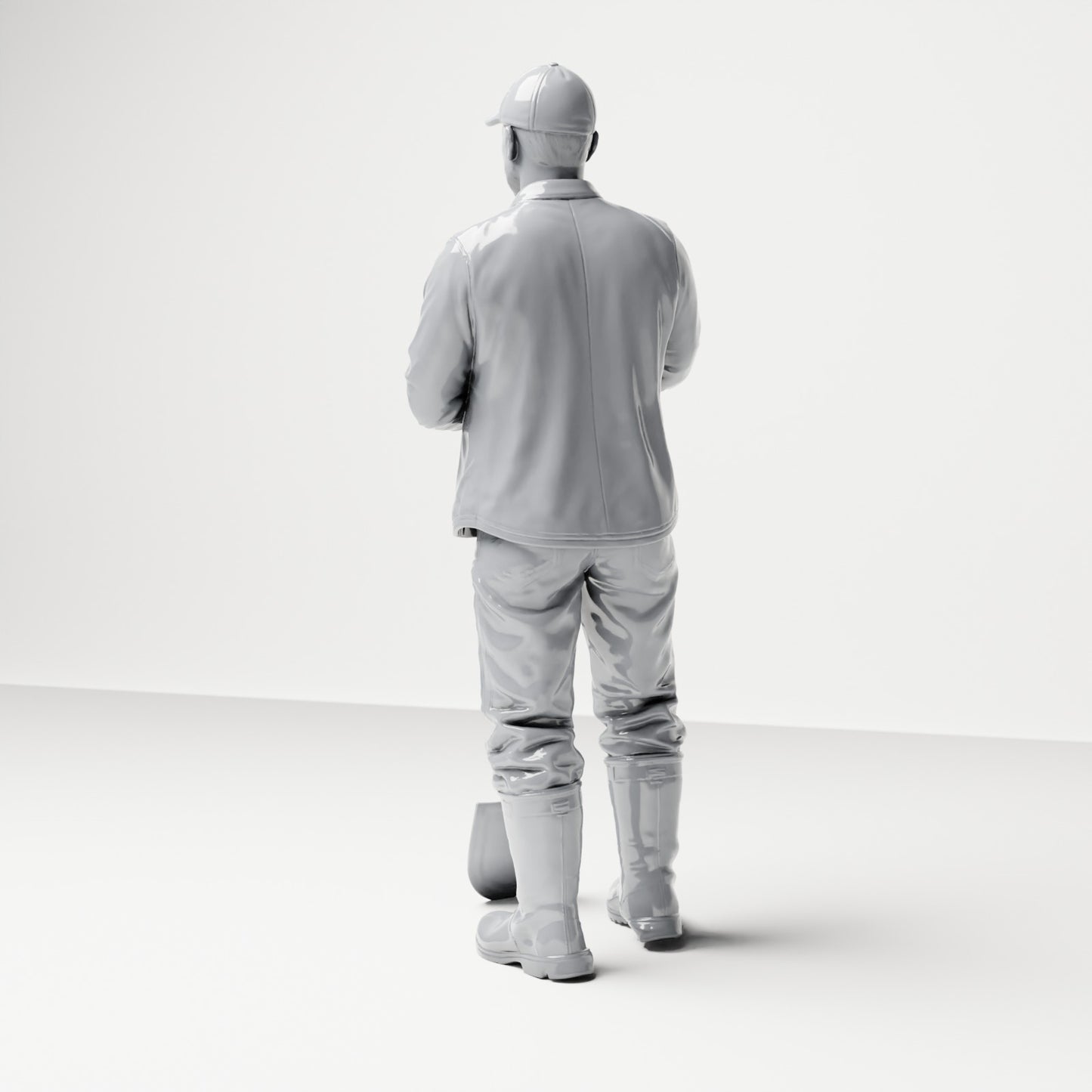 Diorama-modelbouw productfoto 2: Staande figuur: bouwvakker met steelspade (B045)
