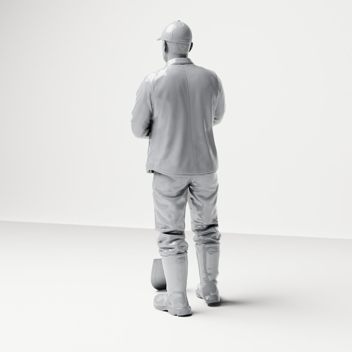 Diorama-modelbouw productfoto 2: Staande figuur: bouwvakker met steelspade (B045)