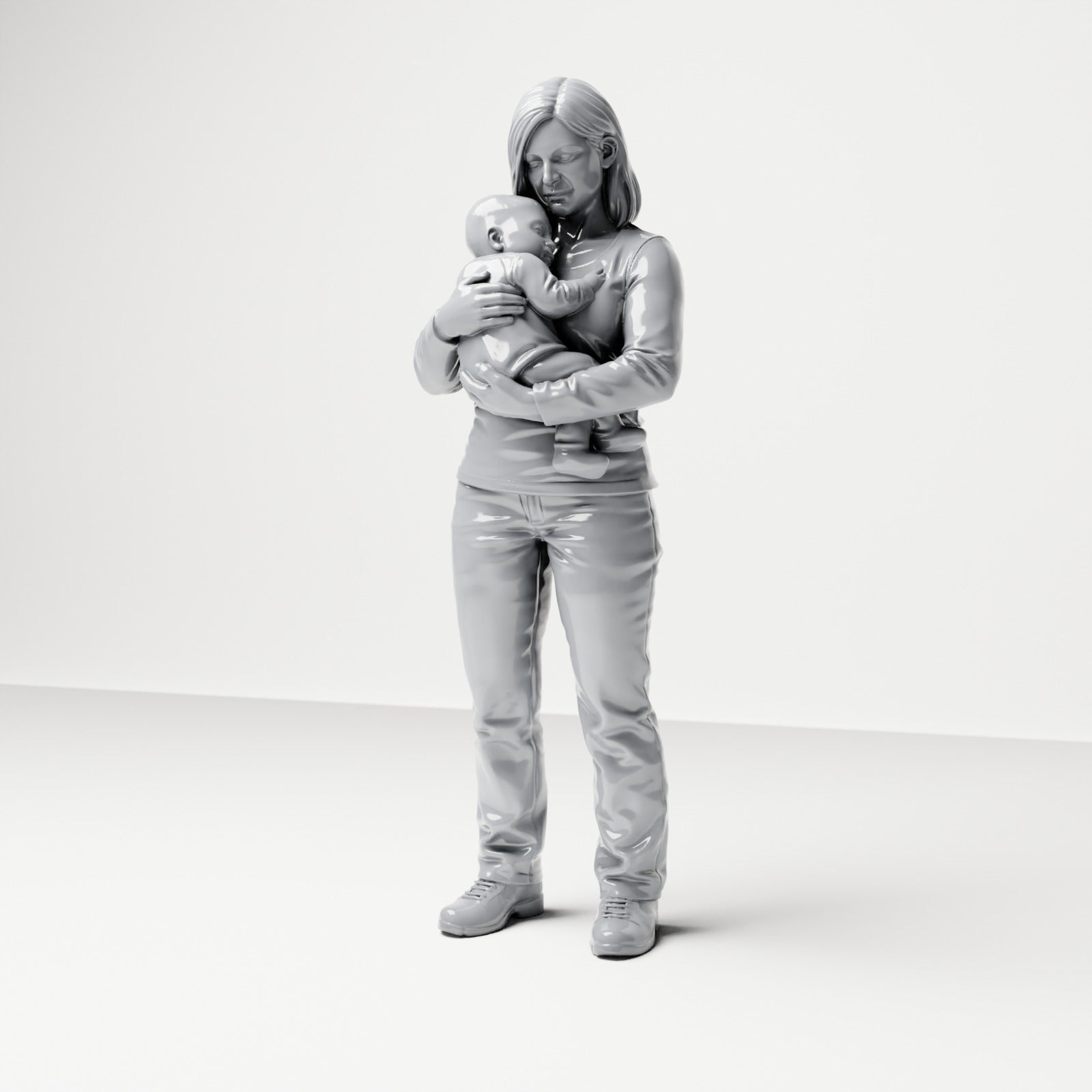 Diorama modelbouw productfoto 0: Staande figuur: moeder met baby in haar armen (B047)