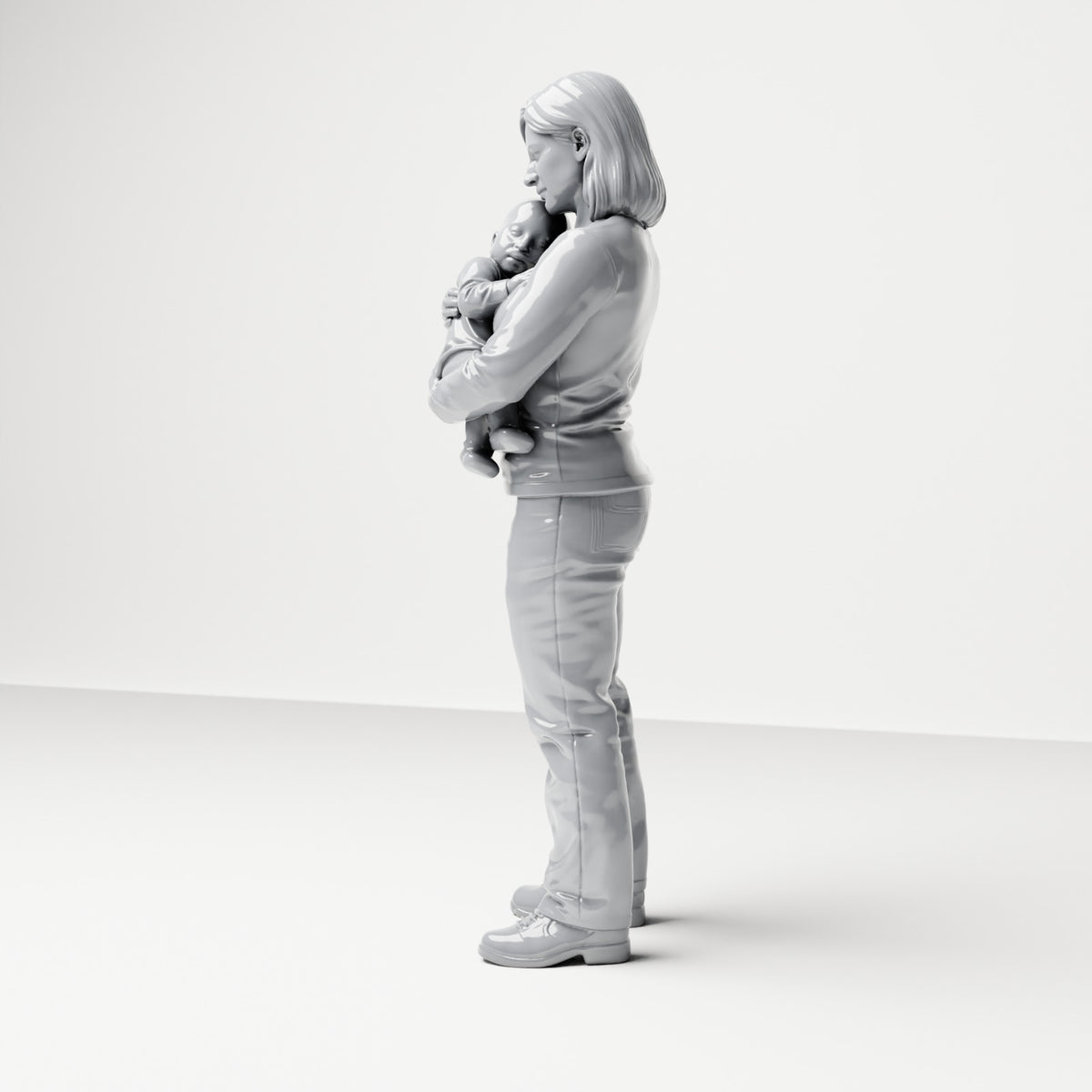 Diorama-modelbouw productfoto 1: Staande figuur: moeder met baby in haar armen (B047)